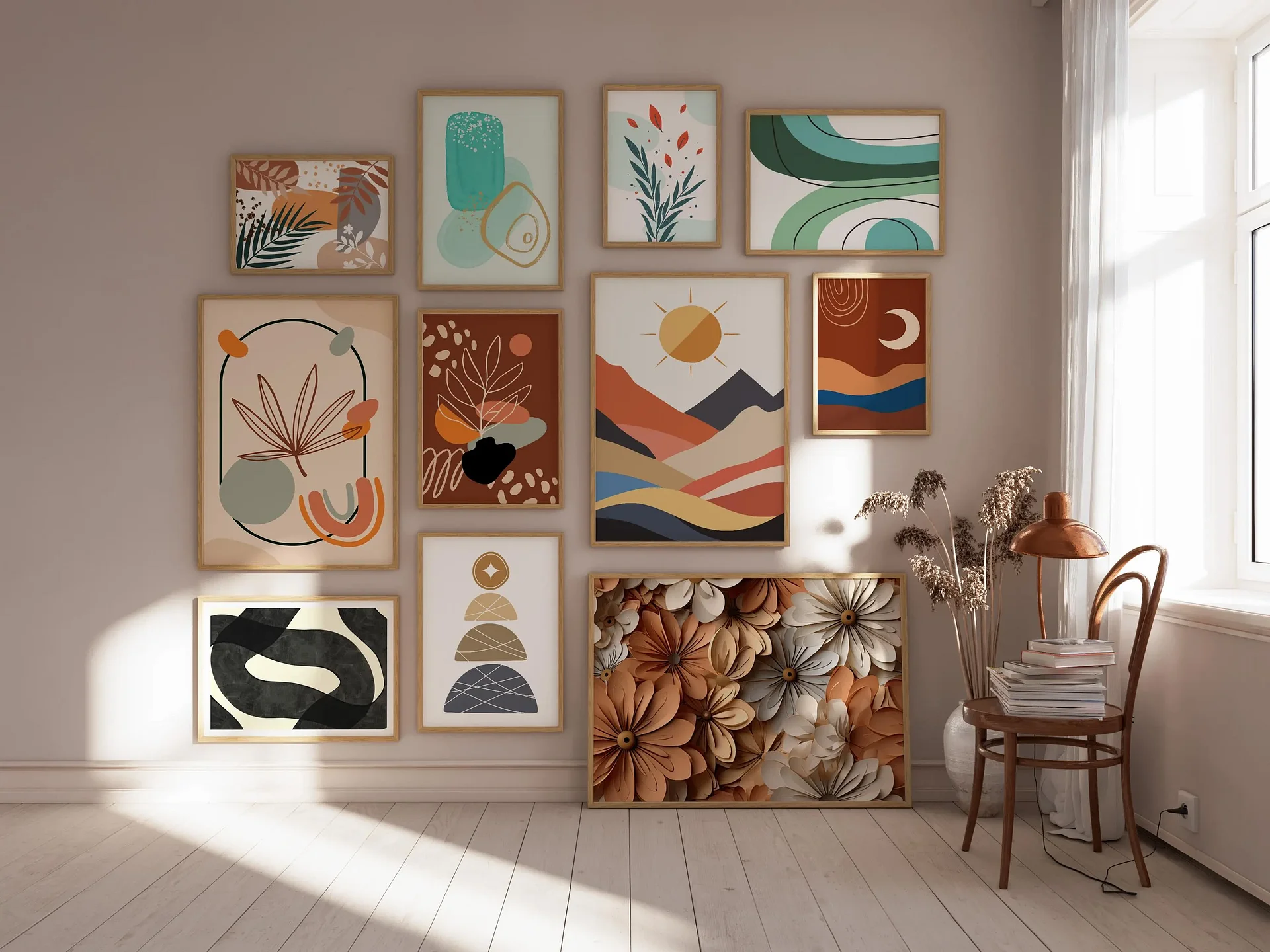 Boho Wall Collage Mega Bundle, Set of 1250+ Prints Digital product image (10)