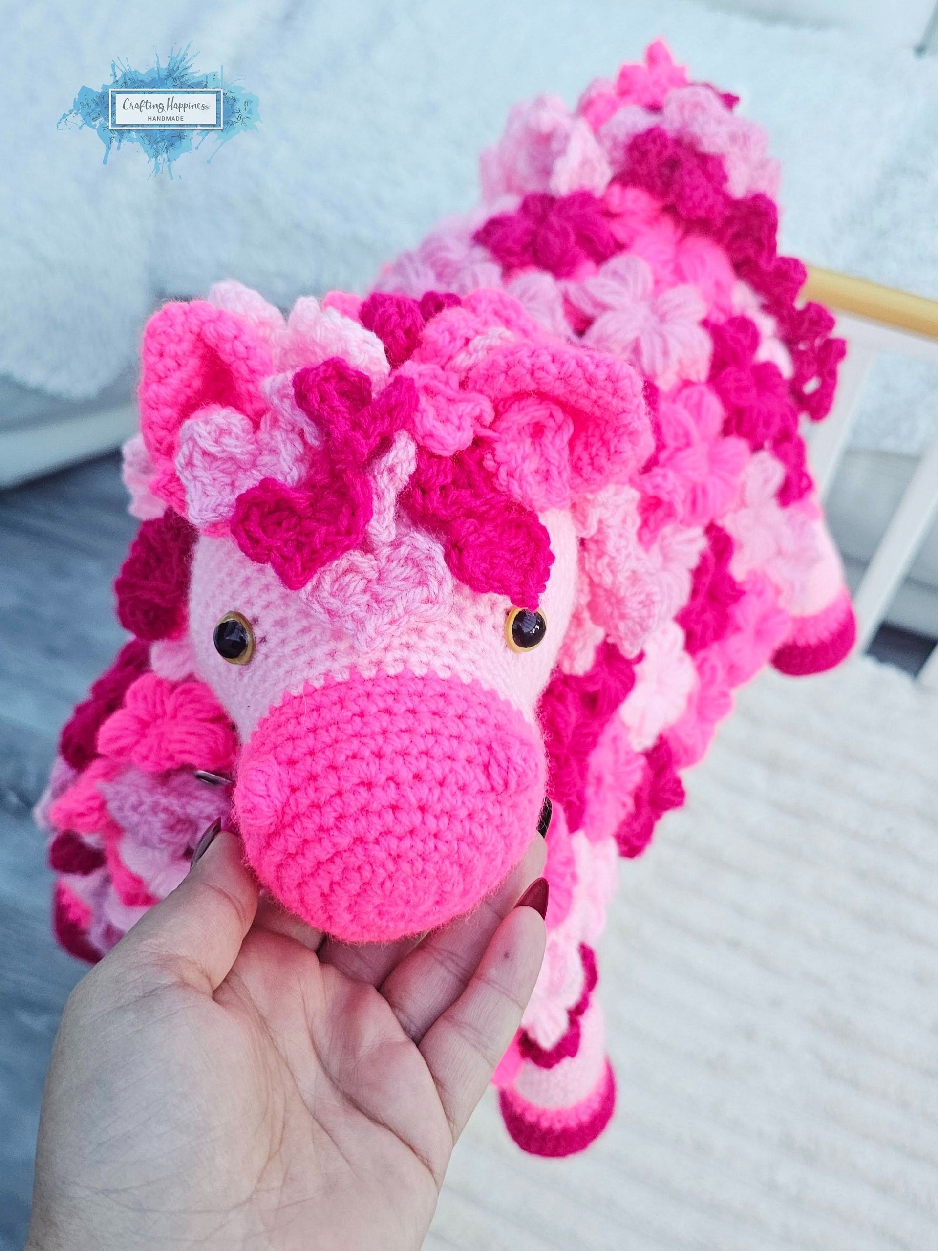 Pink Pony Baby Blanket Crochet Pattern | Folding Farm Horse Toy (PDF) product image (9)