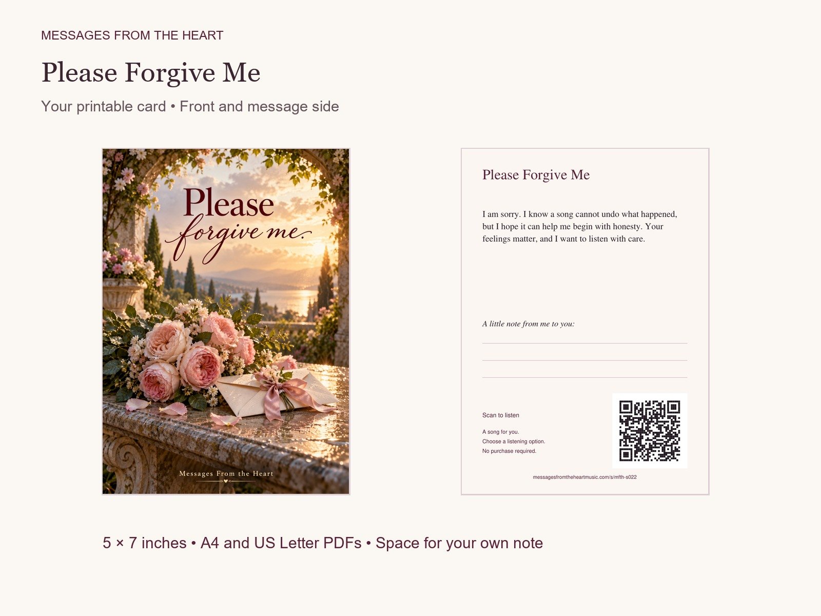 Please Forgive Me — Printable Song Gift product image (2)
