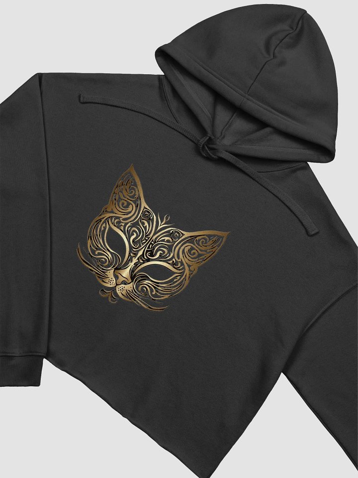 Regal Feline Gold Mask Crop Top Hoodie product image (1)