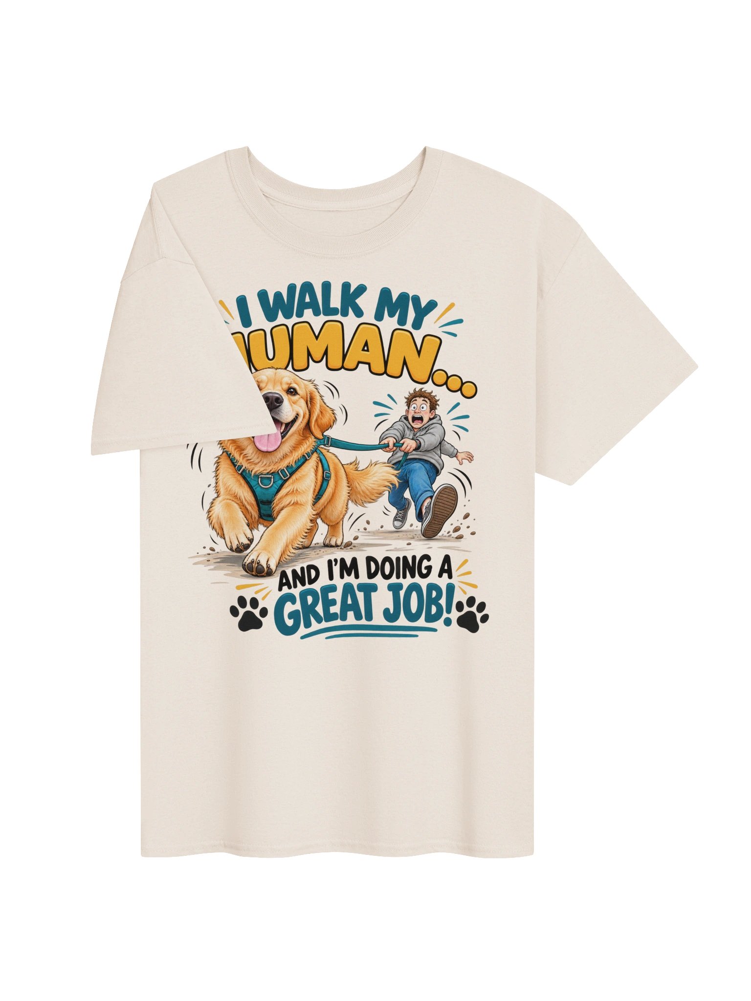 I Walk My Human – Funny Golden Retriever T-Shirt product image (3)