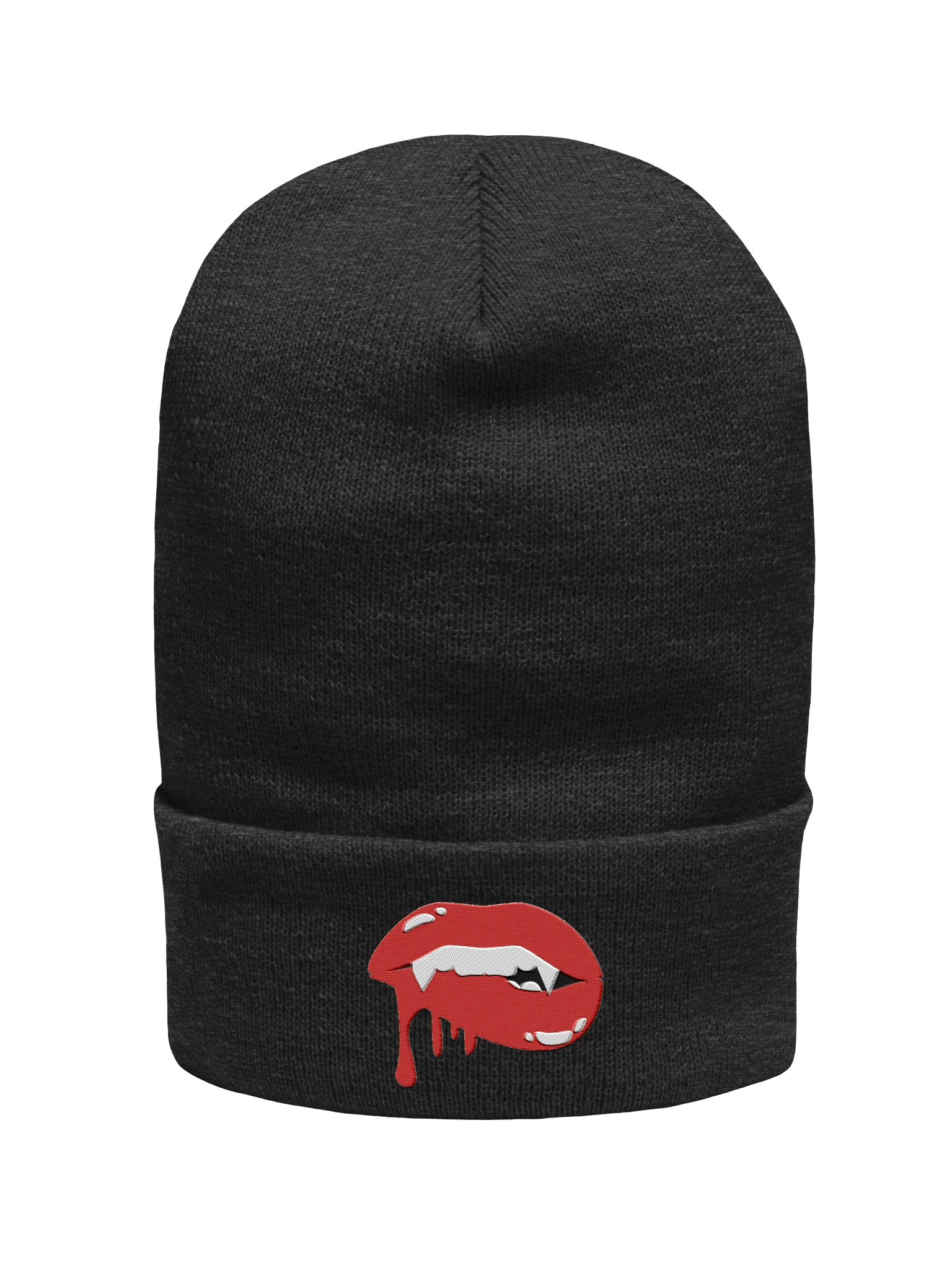 "Lip-Bite" Cuffed Beanie (Embroidered) product image (2)