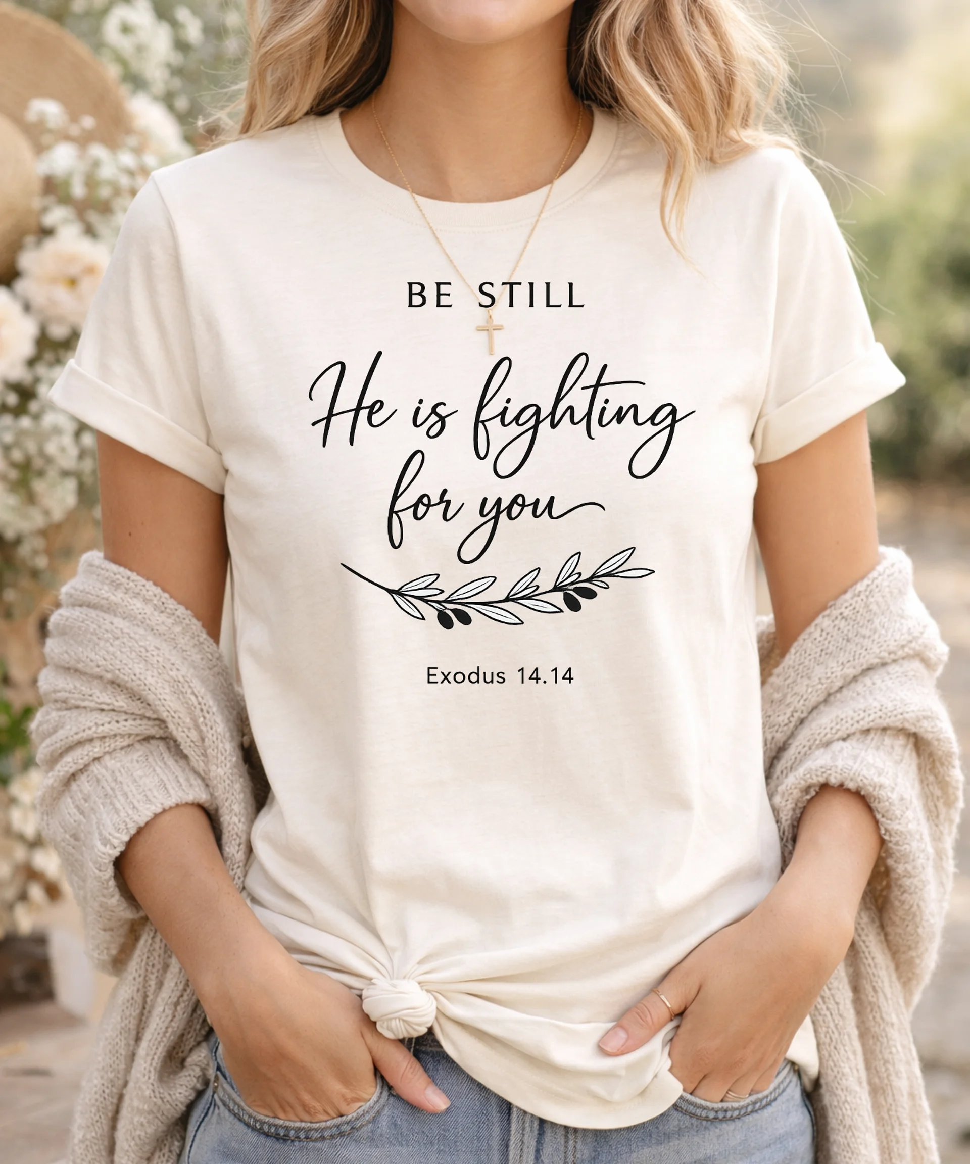 Be Still Christian Tee – Exodus 14:14 | Inspirational Faith T-Shirt | Encouragement Gift product image (1)