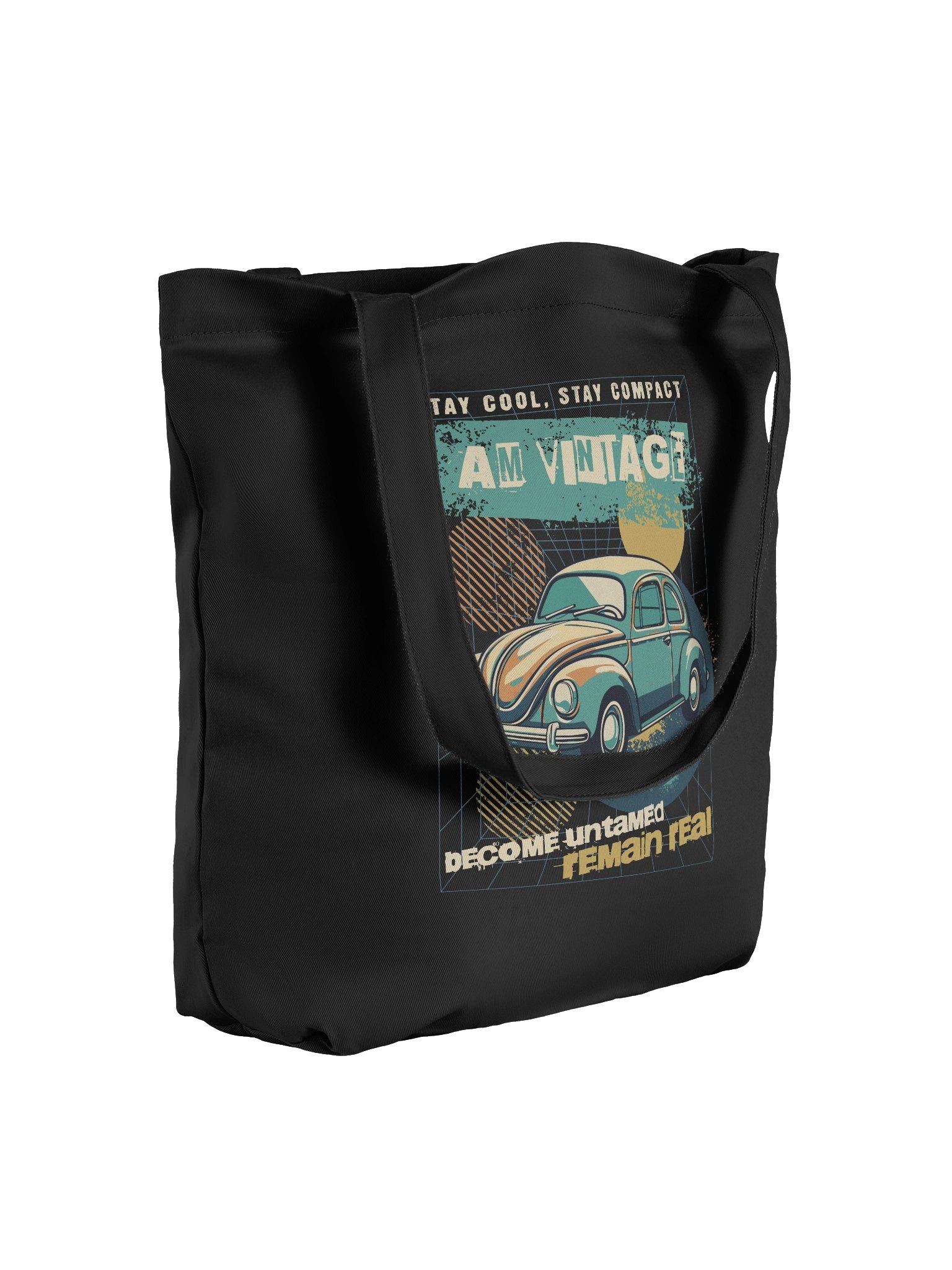 Vintage Urban Car(e) ECO Tote Bag by EQALL® Originals_Green_Beige_Yellow product image (2)