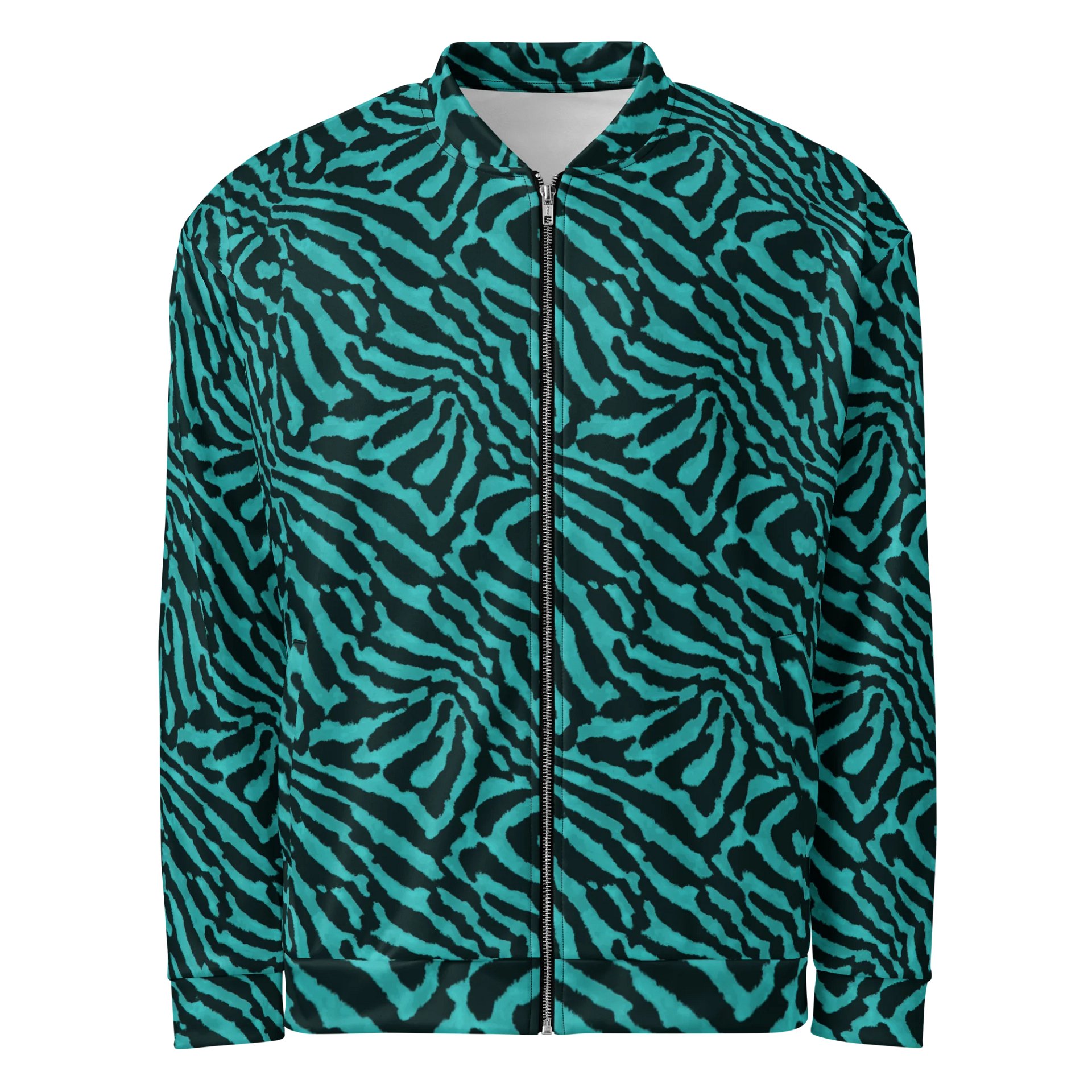 Teal Zebra Bomber Jacket product image (1)