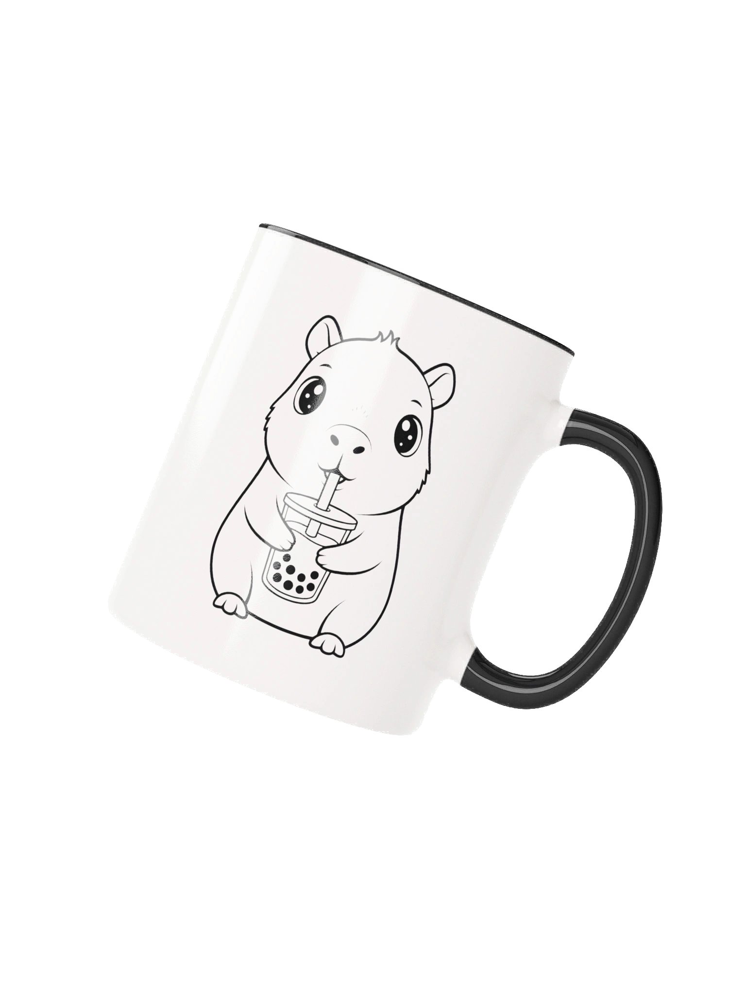 Kawaii Capybara Drinking Bubble Tea Mug, Cute Boba Lover Gift, 11oz Ceramic Cup, Present for Animal Lover product image (2)