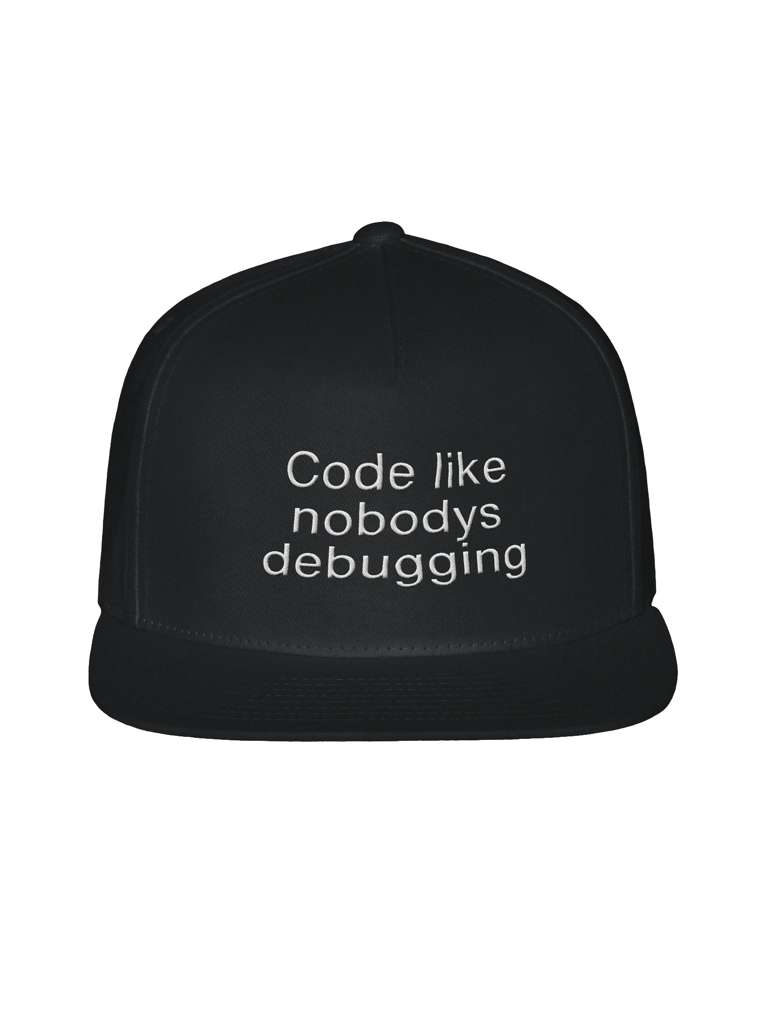 “Code Like Nobody’s Debugging.” Snapback Hat – Creative Coder Edition product image (1)