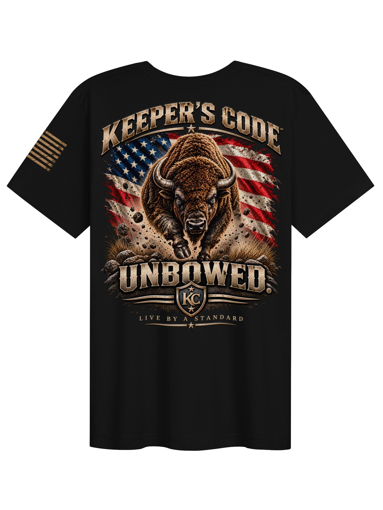 Women’s Unbowed Bison Patriotic Graphic T-Shirt product image (3)
