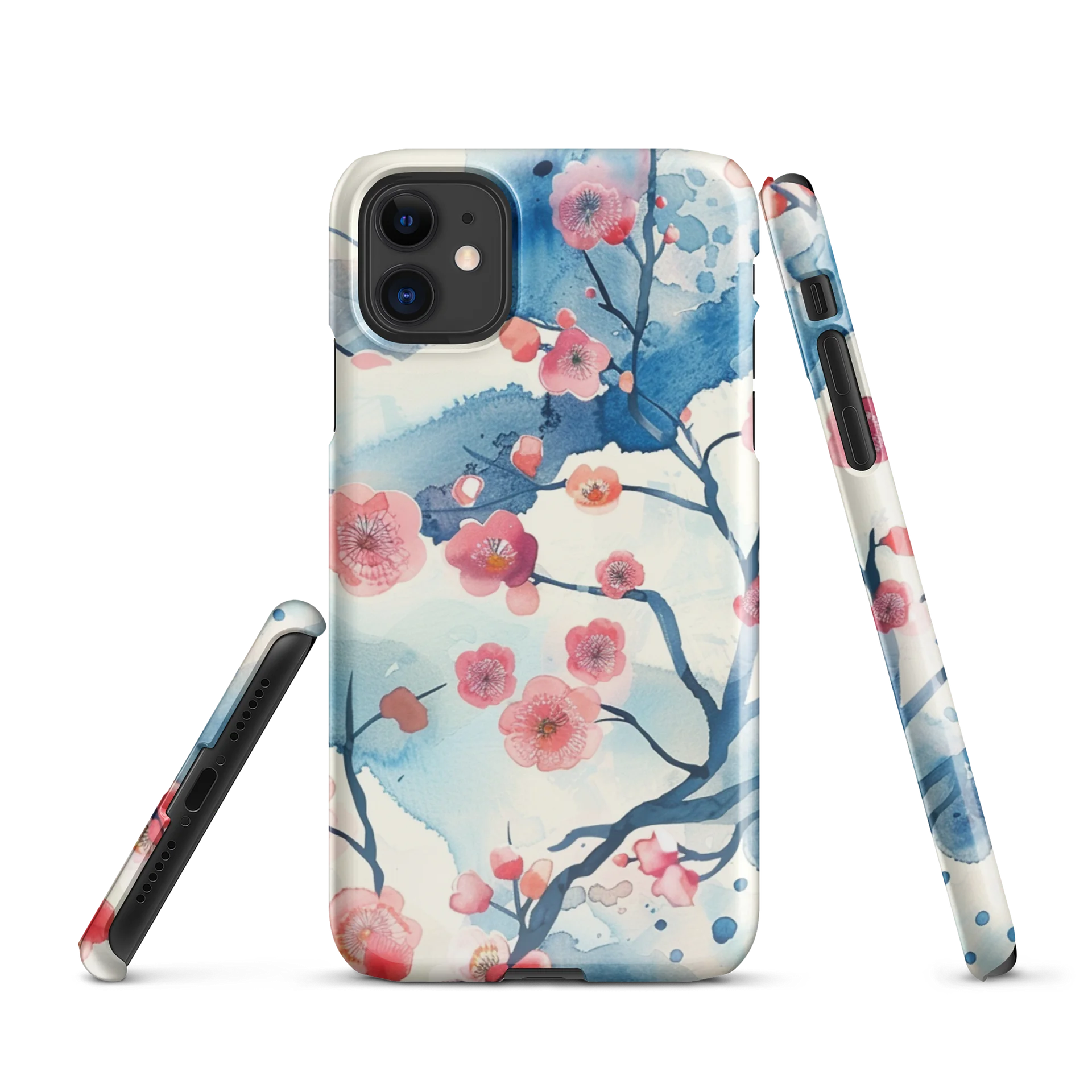 Traditional Japanese Watercolor iPhone Case - Pink Plum Blossom Cover product image (1)