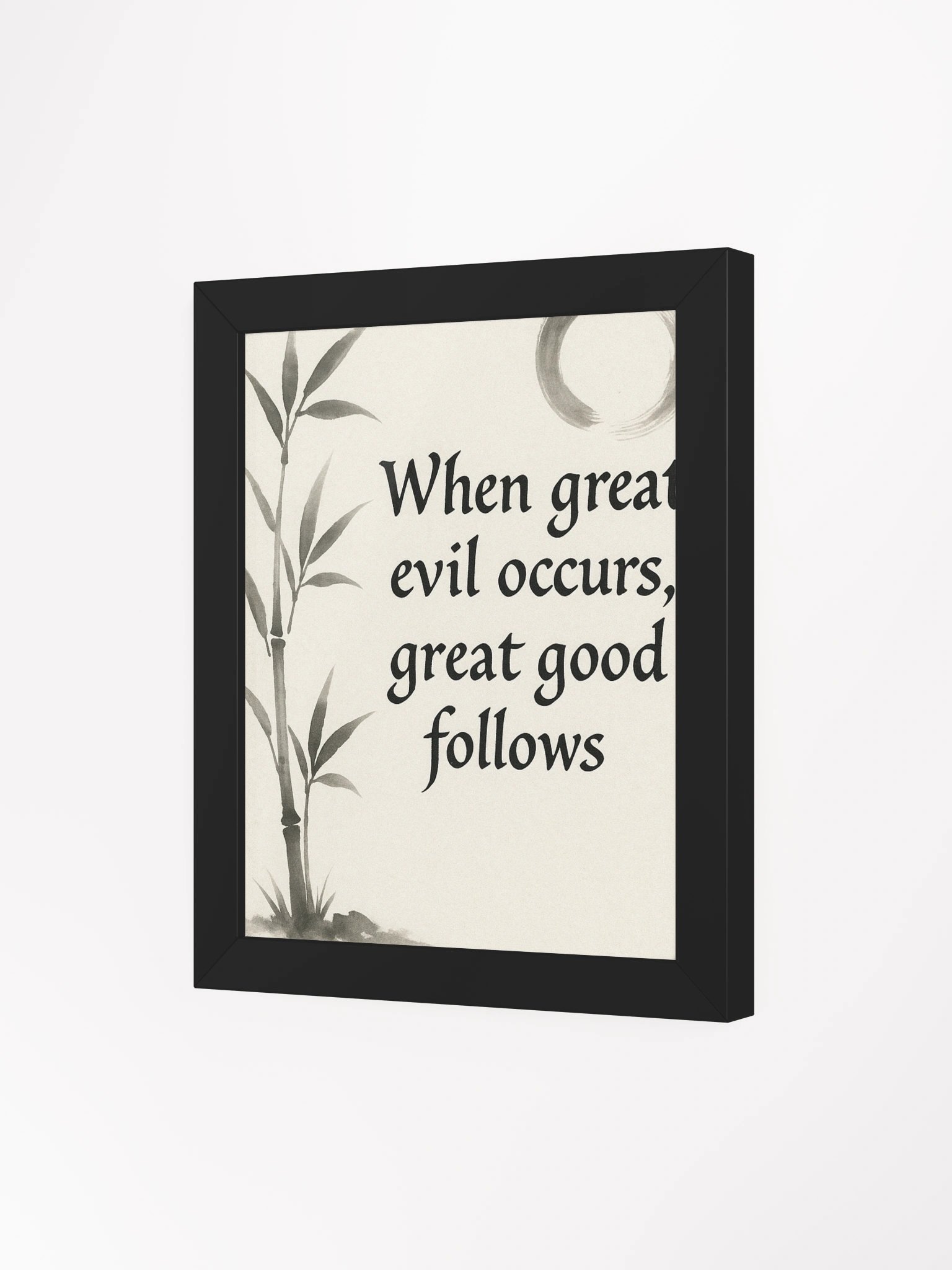 Zen Calligraphy Wall Art – “When Great Evil Occurs, Great Good Follows” – Nichiren Buddhism Inspired Framed Poster product image (3)
