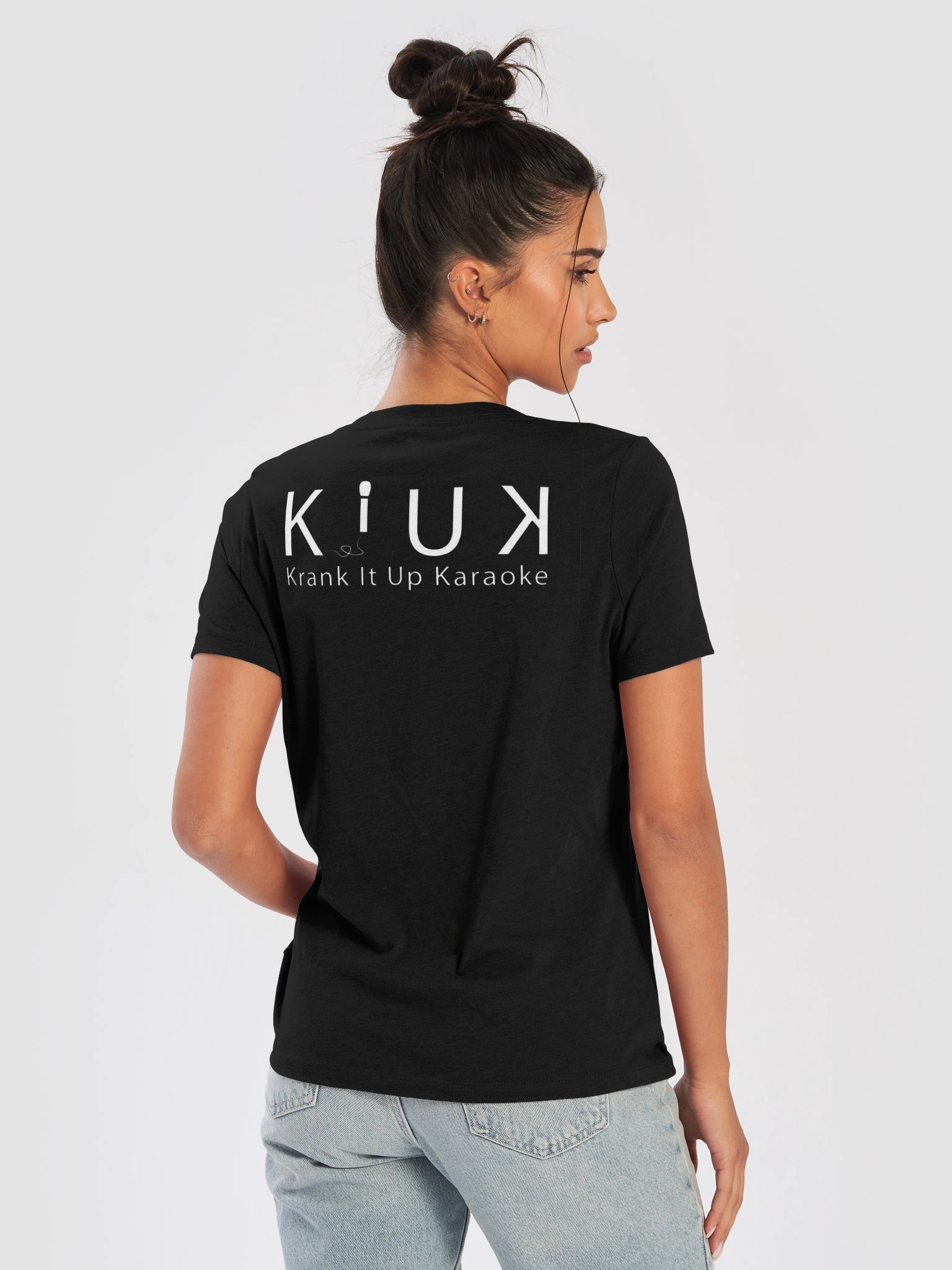 Krank It Up Karaoke Women's Relaxed V-Neck T-Shirt Black product image (10)