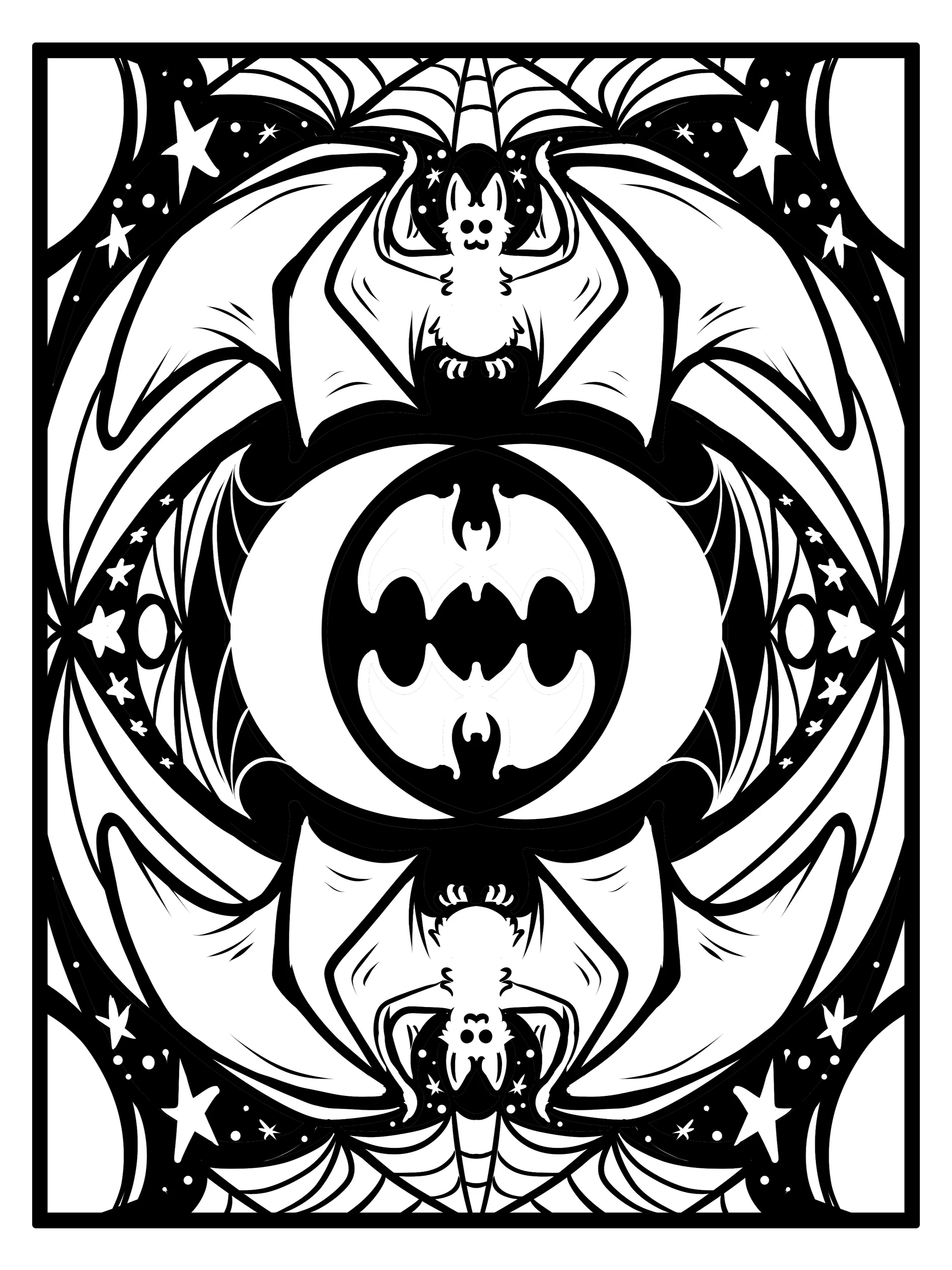 Cute Cartoon Bats - Halloween - Coloring Pages product image (1)