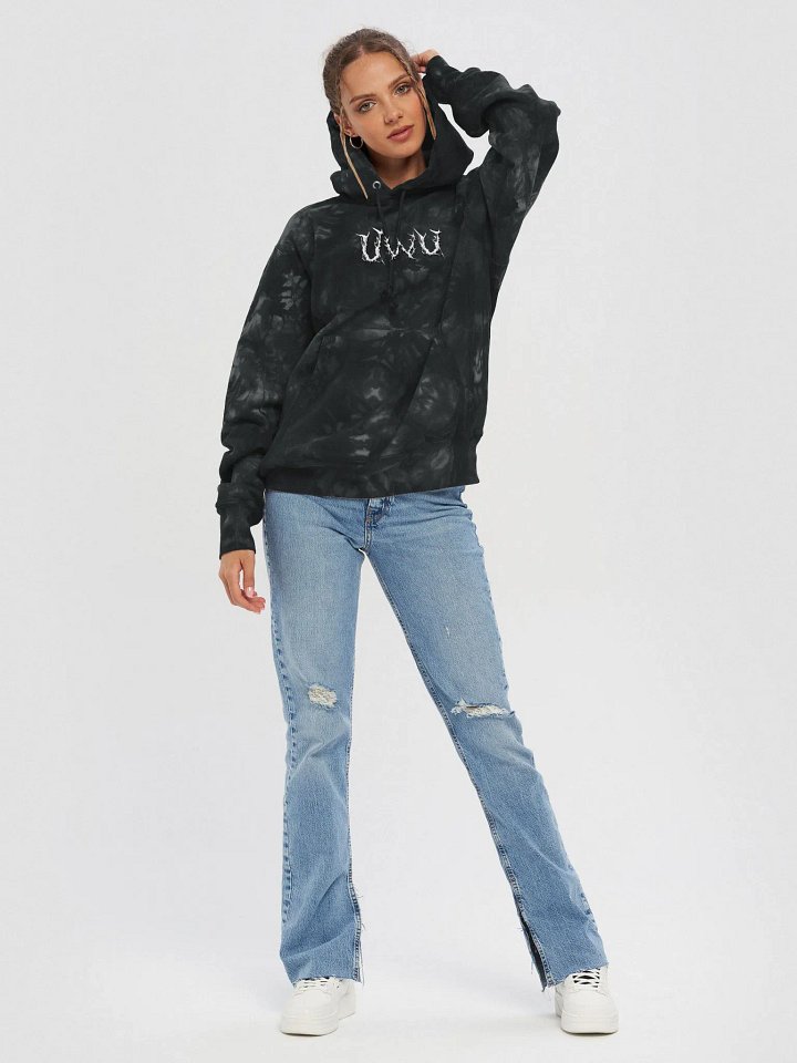 Embroidered Metal UwU Hoodie - Tie Dye product image (2)