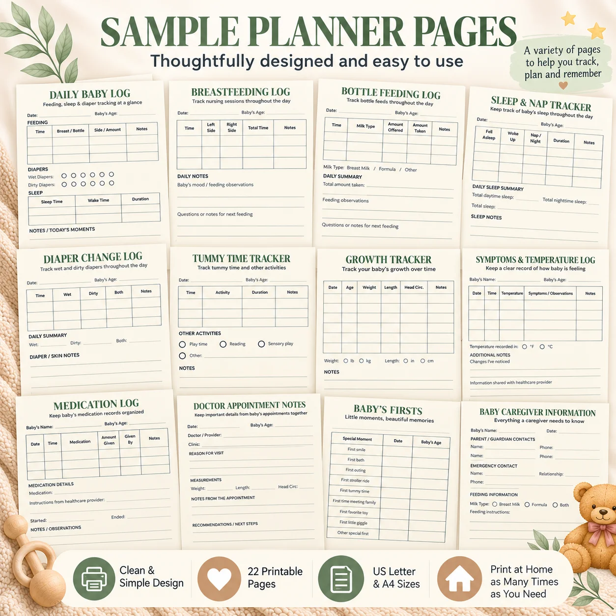 Newborn Care Planner & Baby Tracker Printable | First 12 Weeks product image (3)
