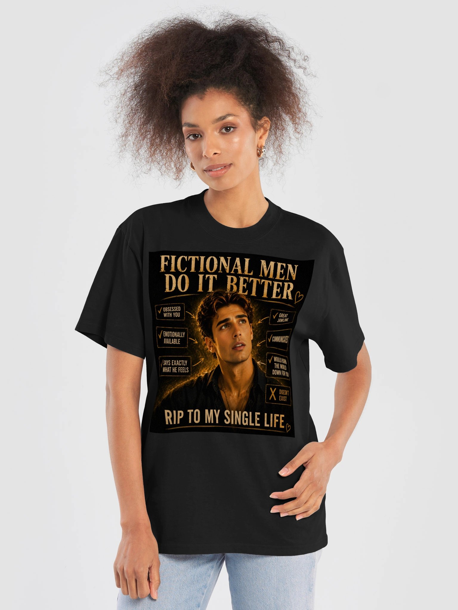 Fictional Men Do It Better Funny Romance Reader Oversized T-Shirt product image (6)