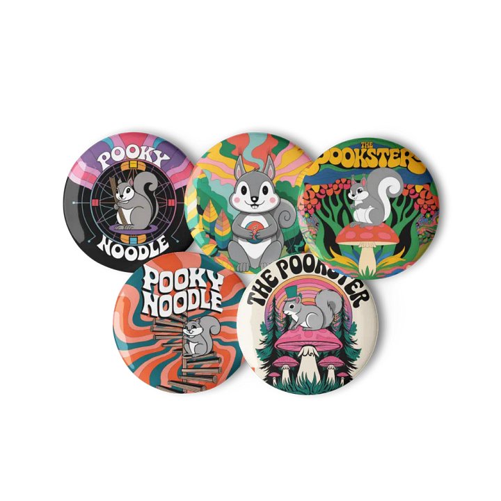 Original Pooky Artwork Buttons: Set of Five -G product image (3)