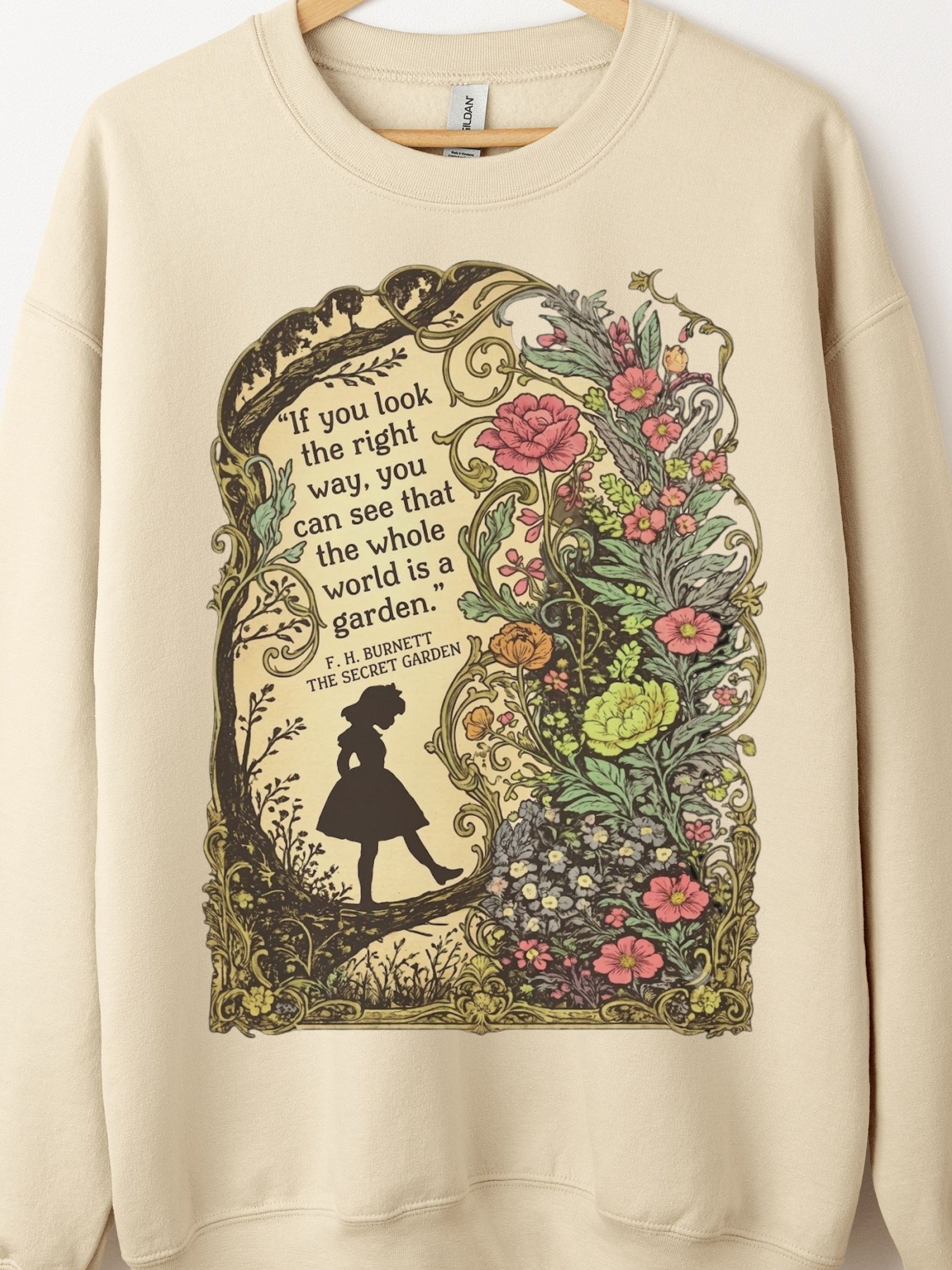 The Secret Garden Quote Crewneck, Floral Literary Sweatshirt product image (1)