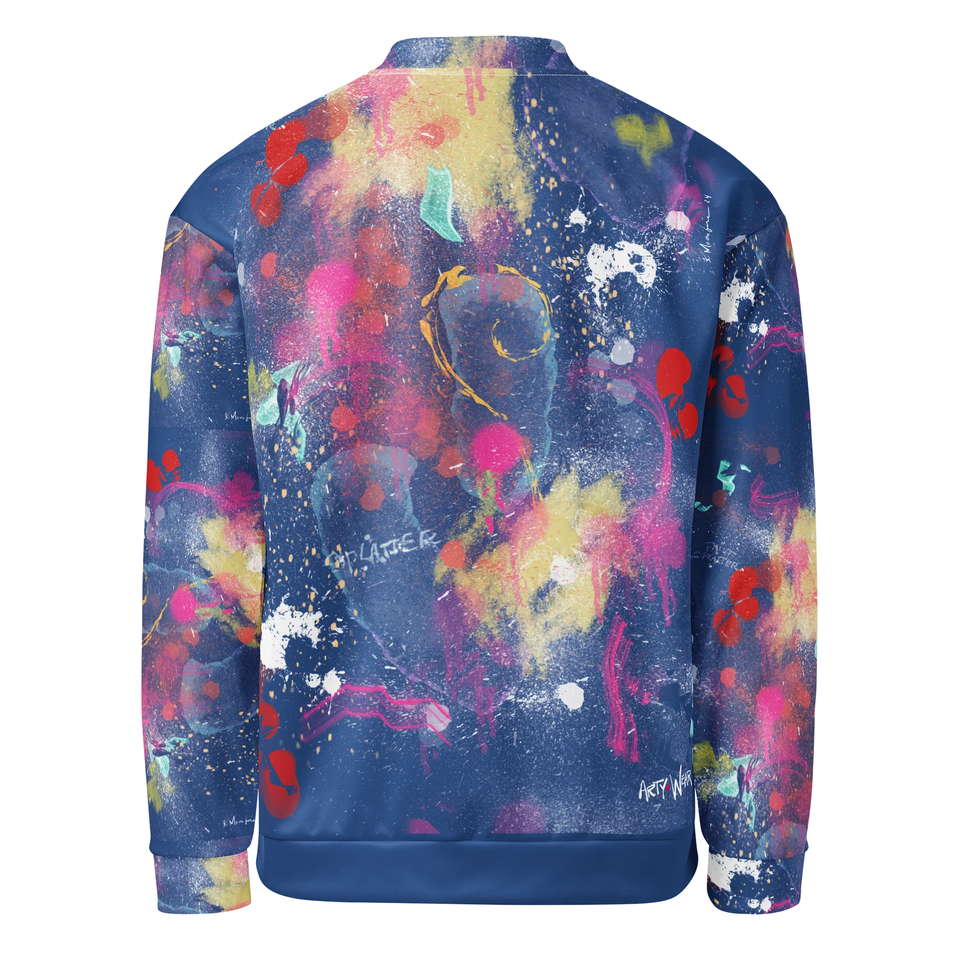 Unisex Bomber Zip Jacket 'True Blue Splash' product image (2)