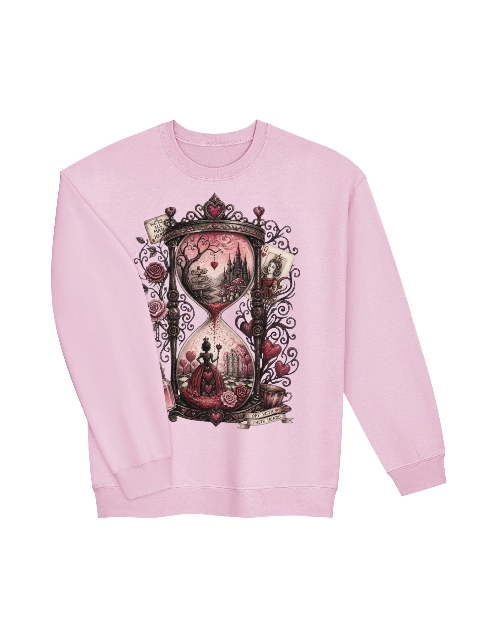 Wonderland Queen of Hearts Sweatshirt, Surreal Whimsigoth Hourglass Graphic product image (4)