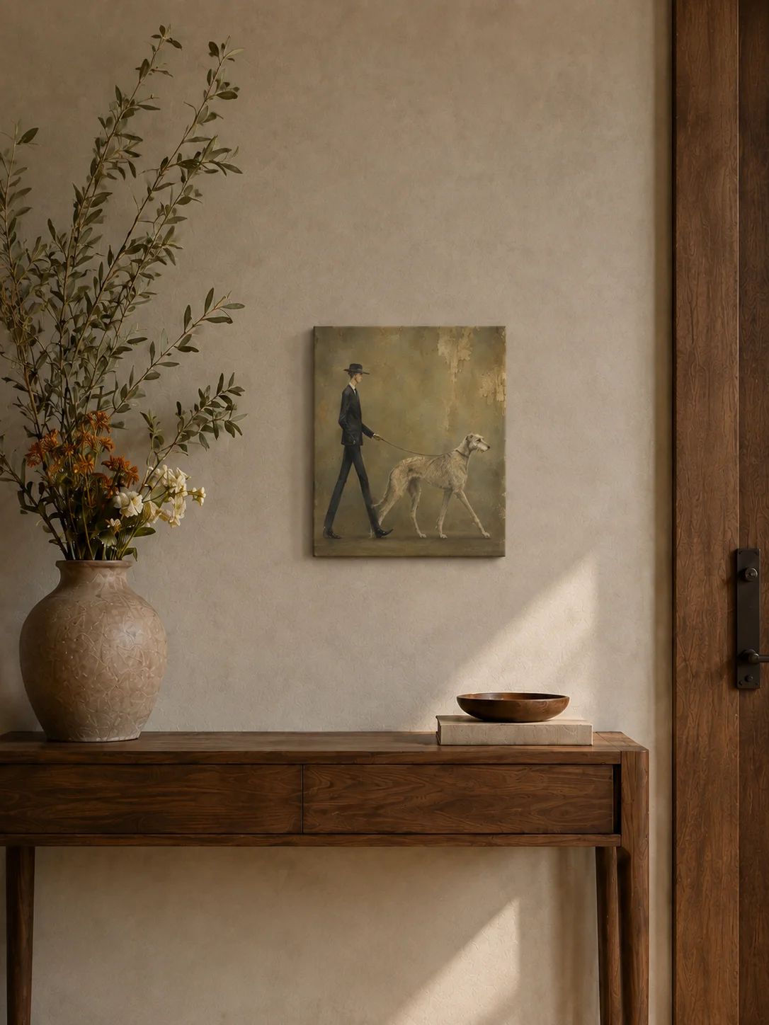 The Long Walk - Irish Wolfhound & Gentleman Wabi-Sabi Canvas Wall Art product image (5)