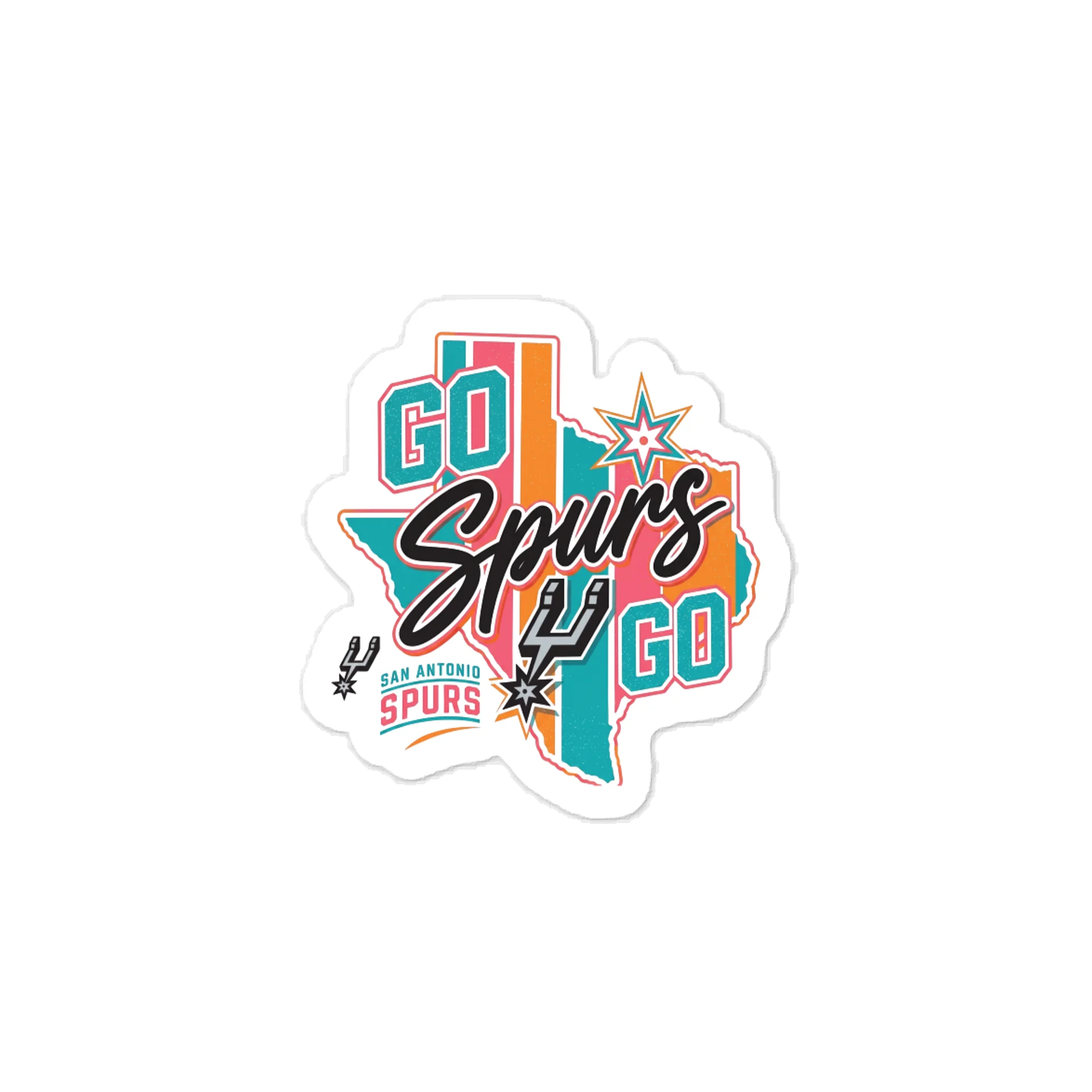 Go Spurs Go Sticker, San Antonio Vintage Basketball Decal, Retro Texas Sports Sticker, Laptop Water Bottle Vinyl Decal, Spurs Fan Gift product image (1)