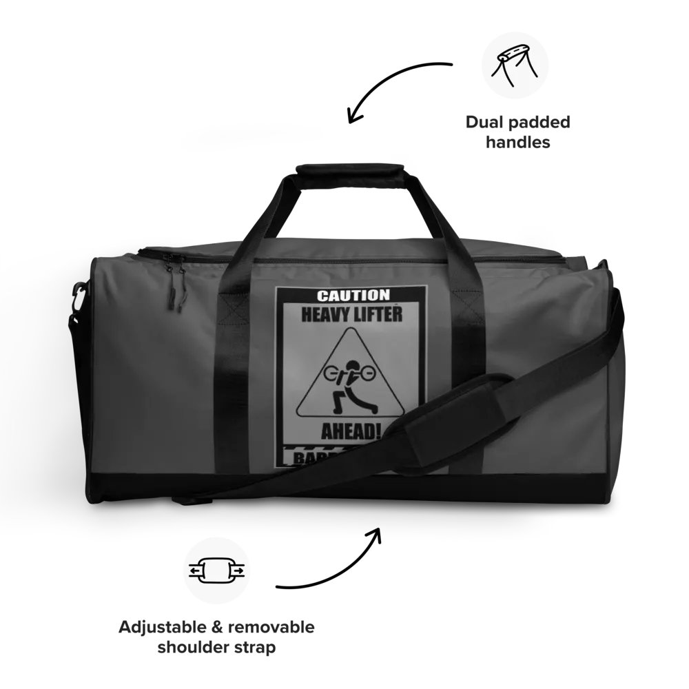 Caution Heavy Lifter Ahead-Barbell Zone Duffle Bag (Gray) product image (9)