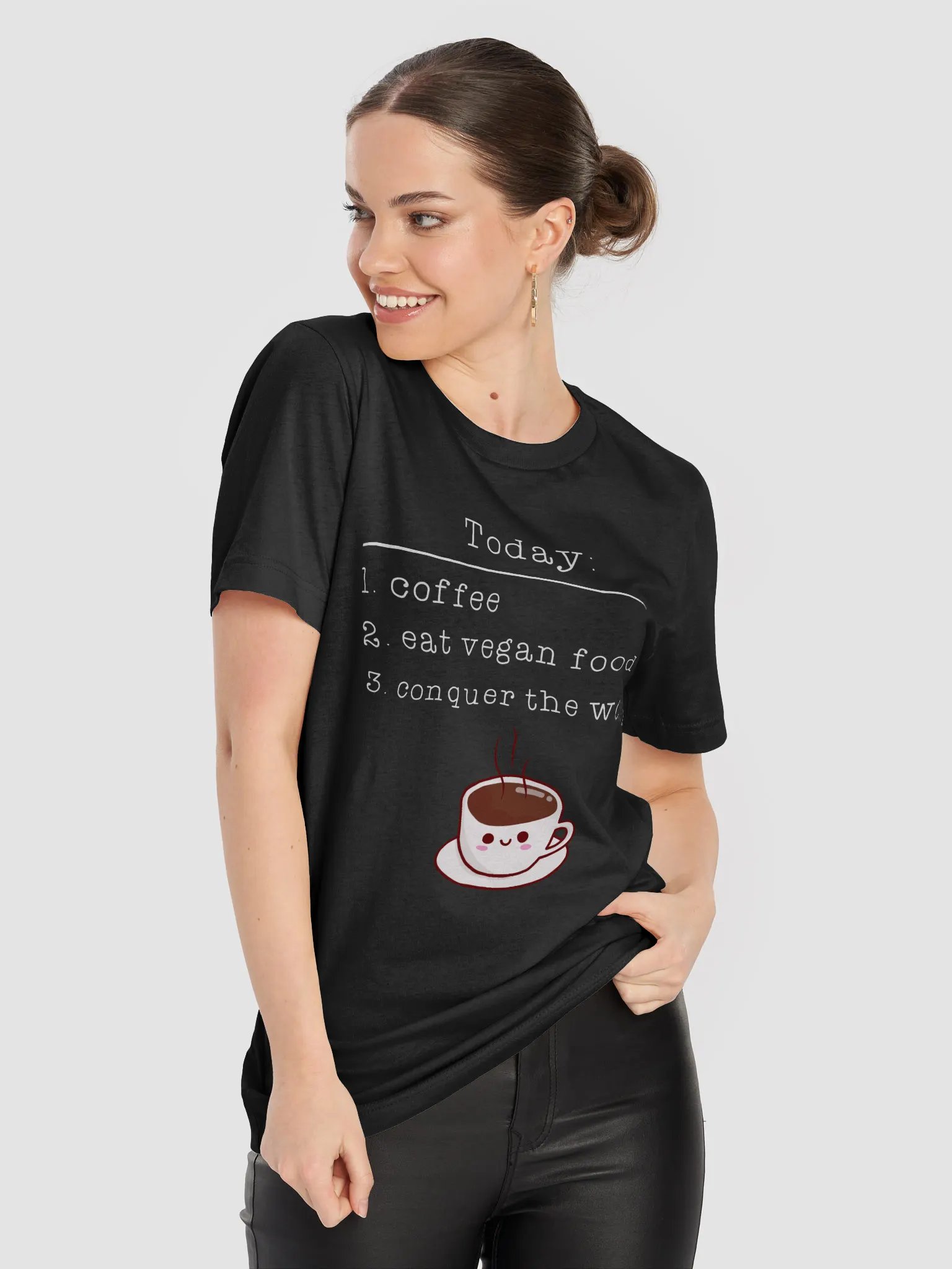 “Vegan Conquers the World” Unisex Black T-Shirt product image (7)