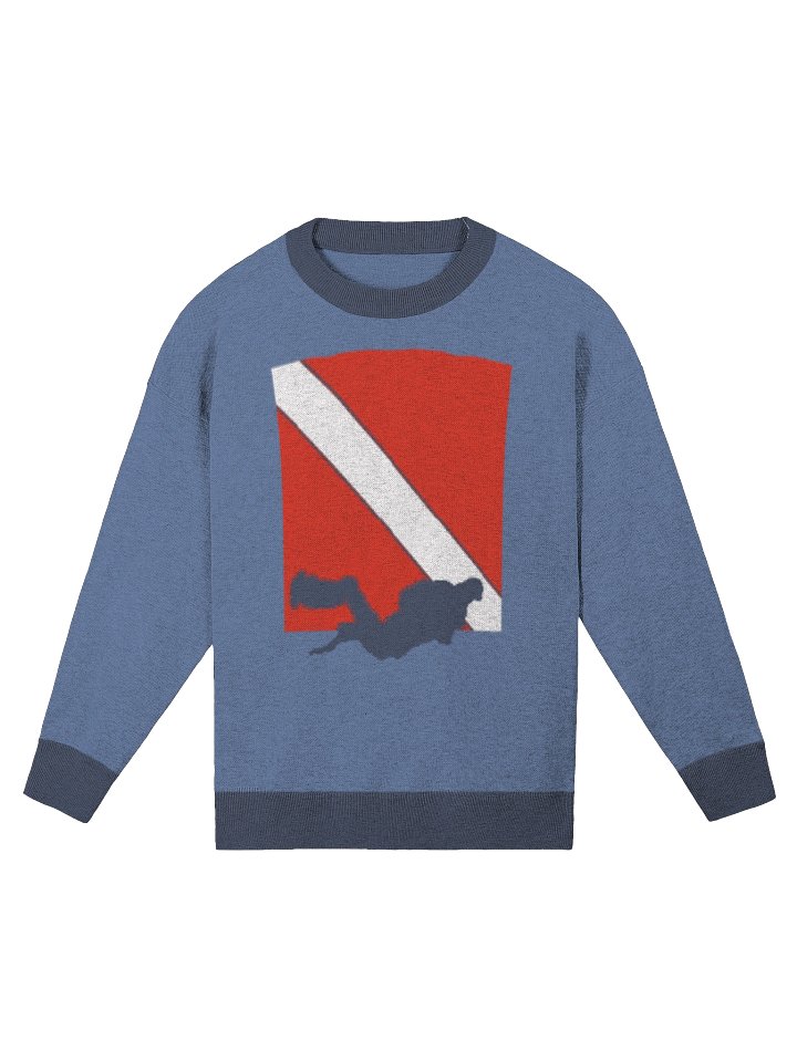 Scuba Diver Relaxed Jacquard Sweater – Knit Pullover with Dive Flag Design product image (5)