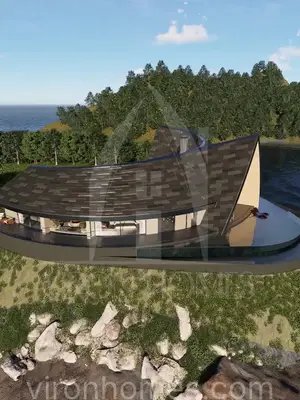 unique family house great as a personal or commercial home ! infinity pool, 3 bedrooms and luxury interiors. #vironhomes #aframe #housedesign #floorplans #blueprints 