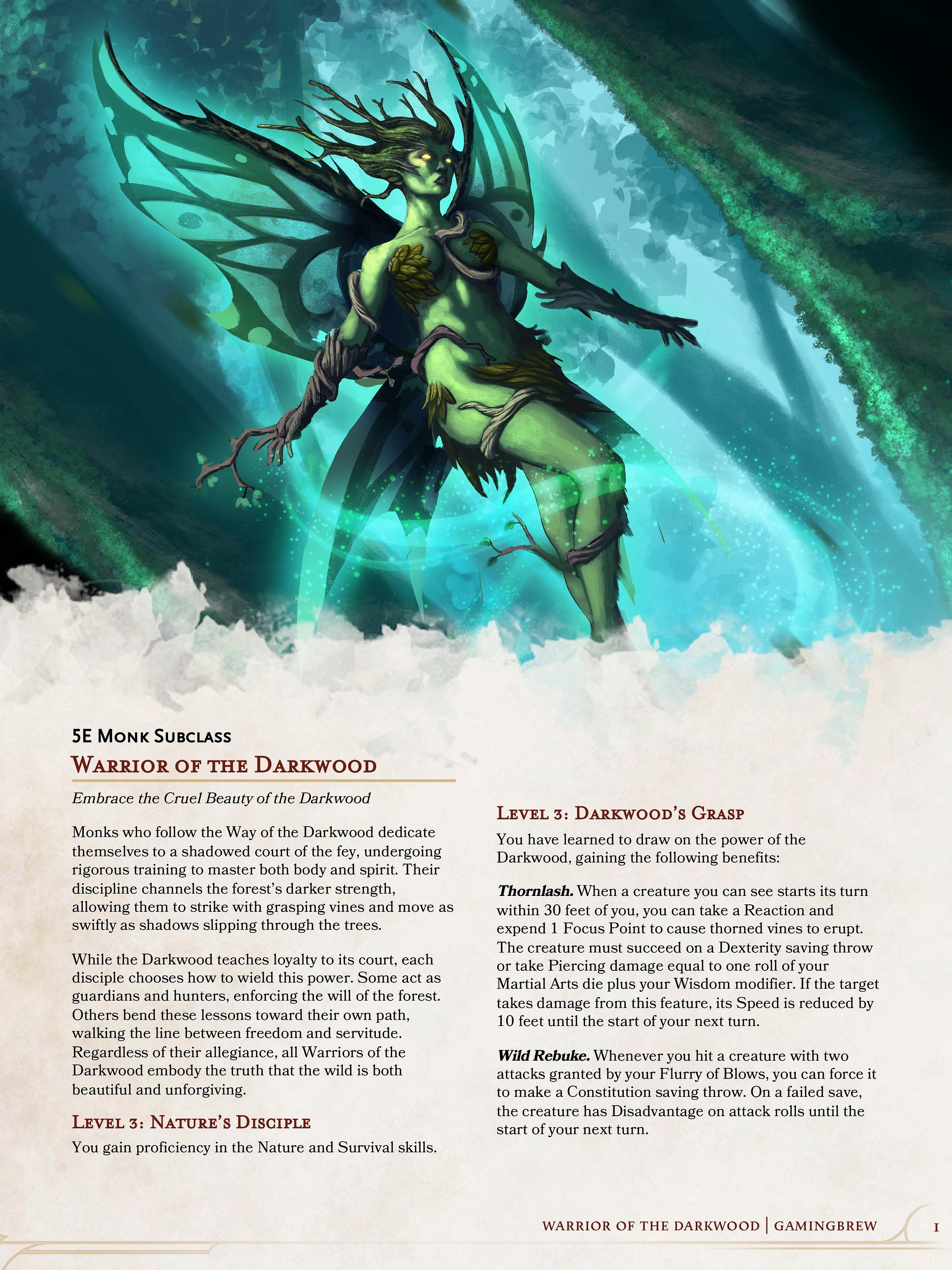 Warrior of the Darkwood | 5.5E Monk Subclass product image (2)