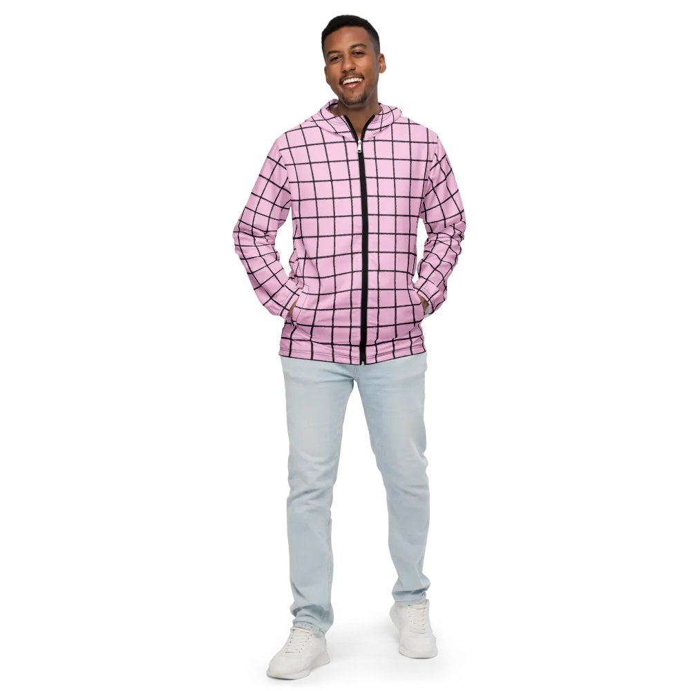 Pink Grid Men's Windbreaker product image (3)