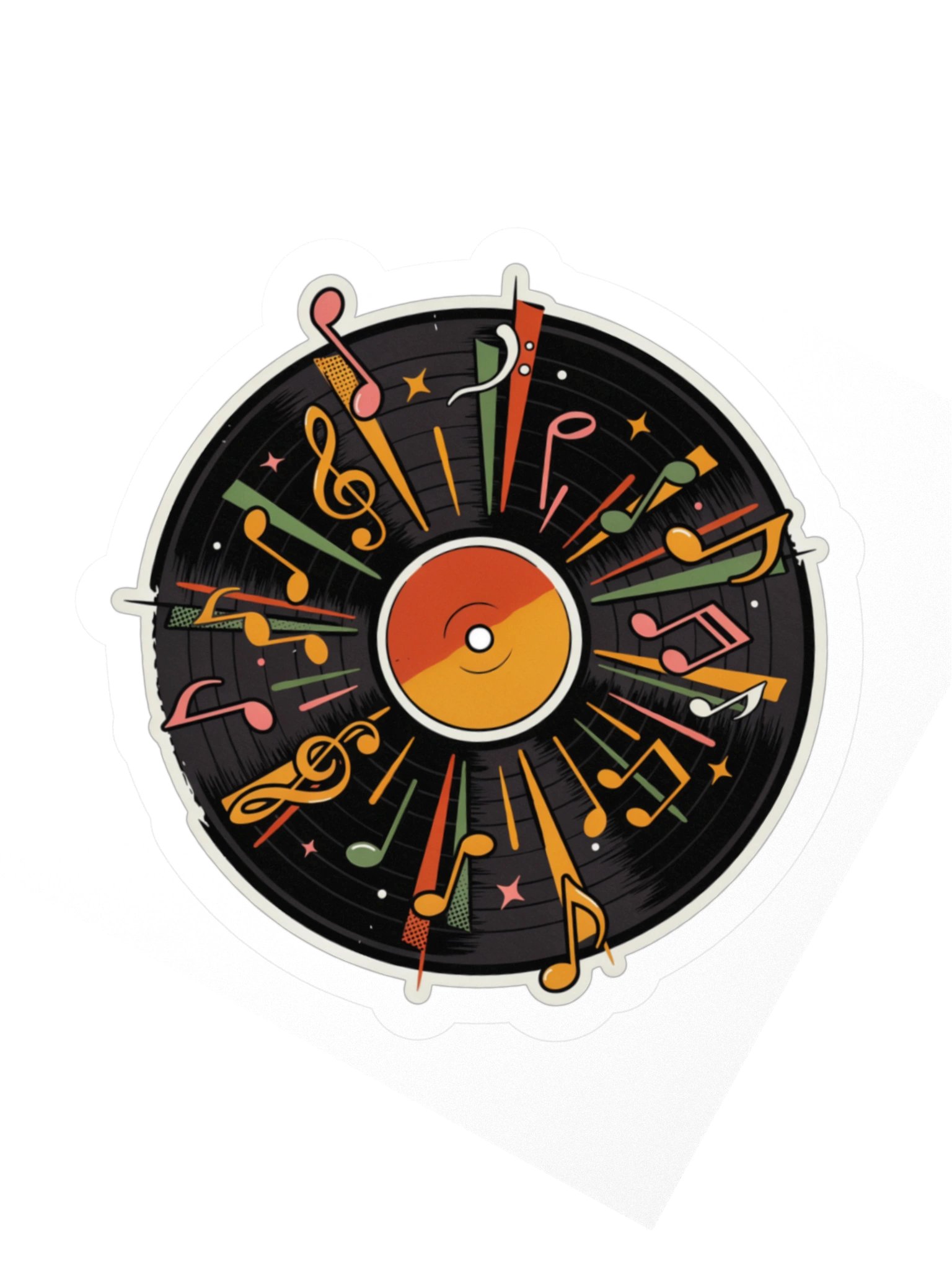 Retro Vinyl Music Notes Kiss Cut Sticker product image (4)