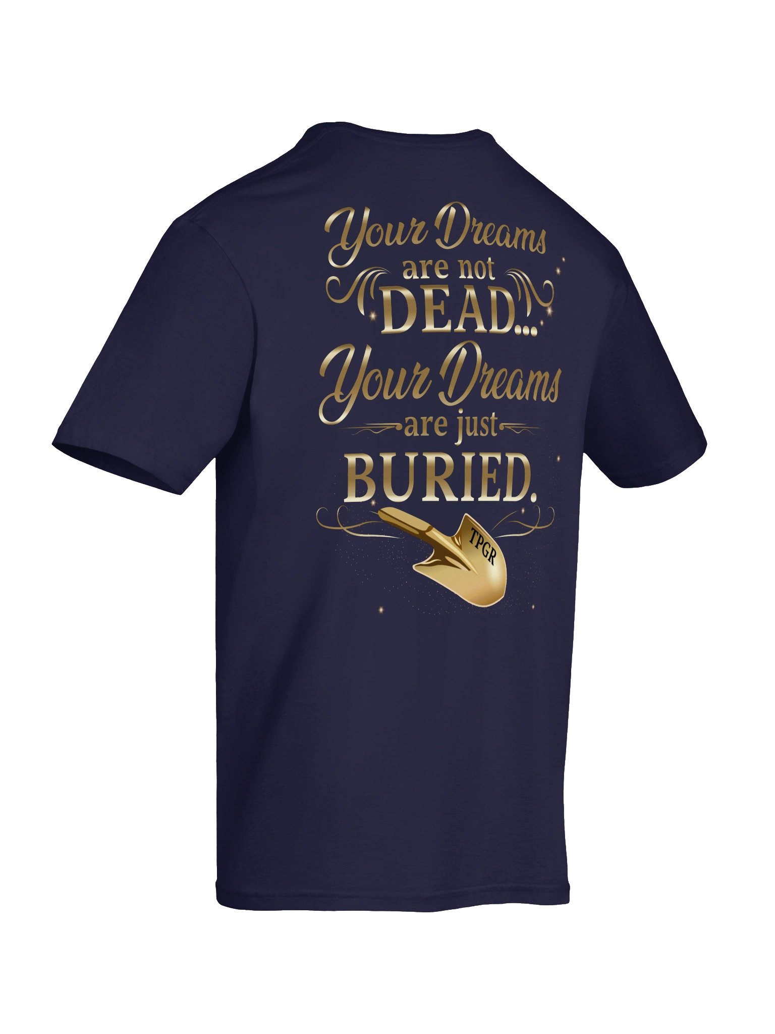 The Professional Grave Robber Navy Blue Gold Script Tee product image (8)
