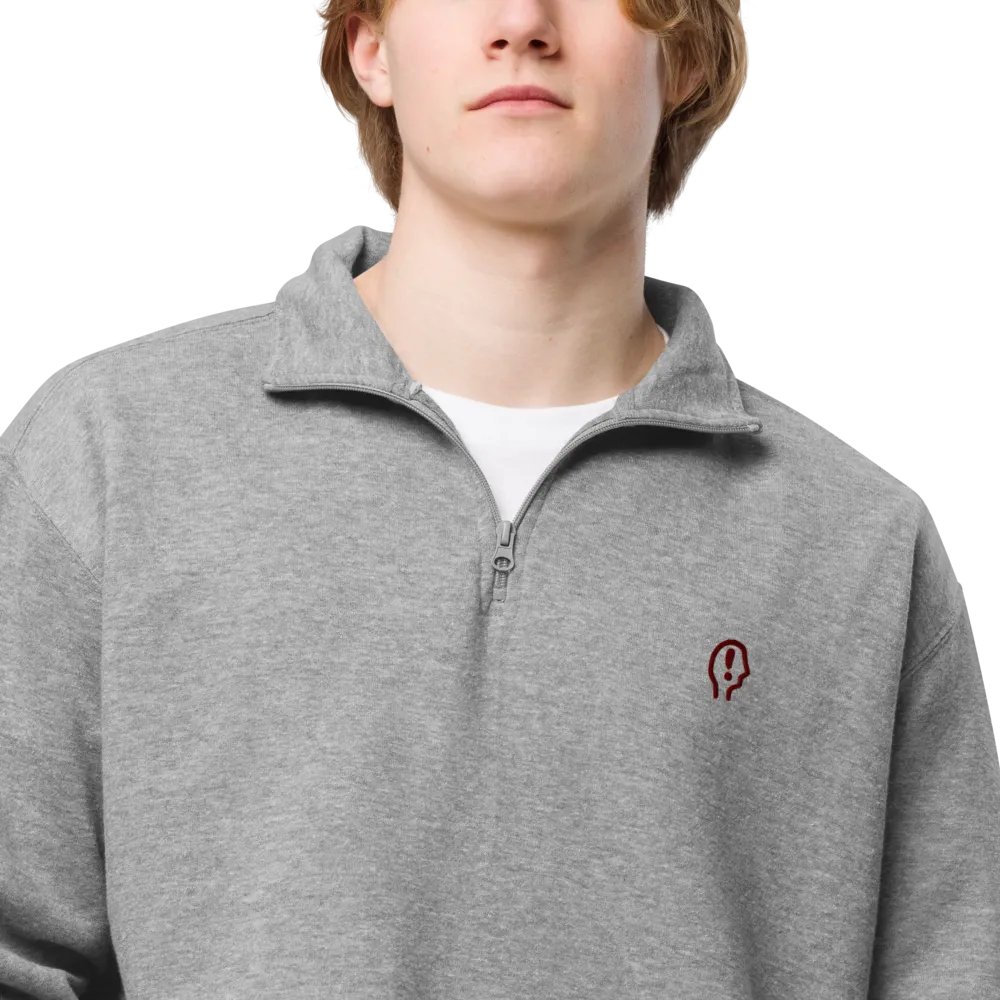 EXCLAIMING MENTALLY (burgundy) embroidered quarter zip product image (10)