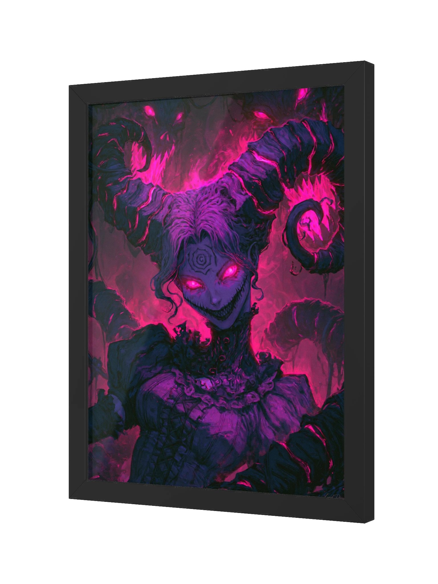 Horned Demon Framed Art Print — Magenta Horned Nightmare product image (6)