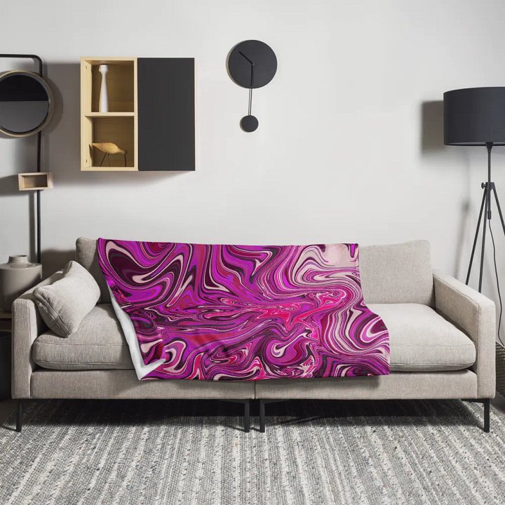 Throw Blanket - Pink and Purple Digital Fluid Art product image (1)