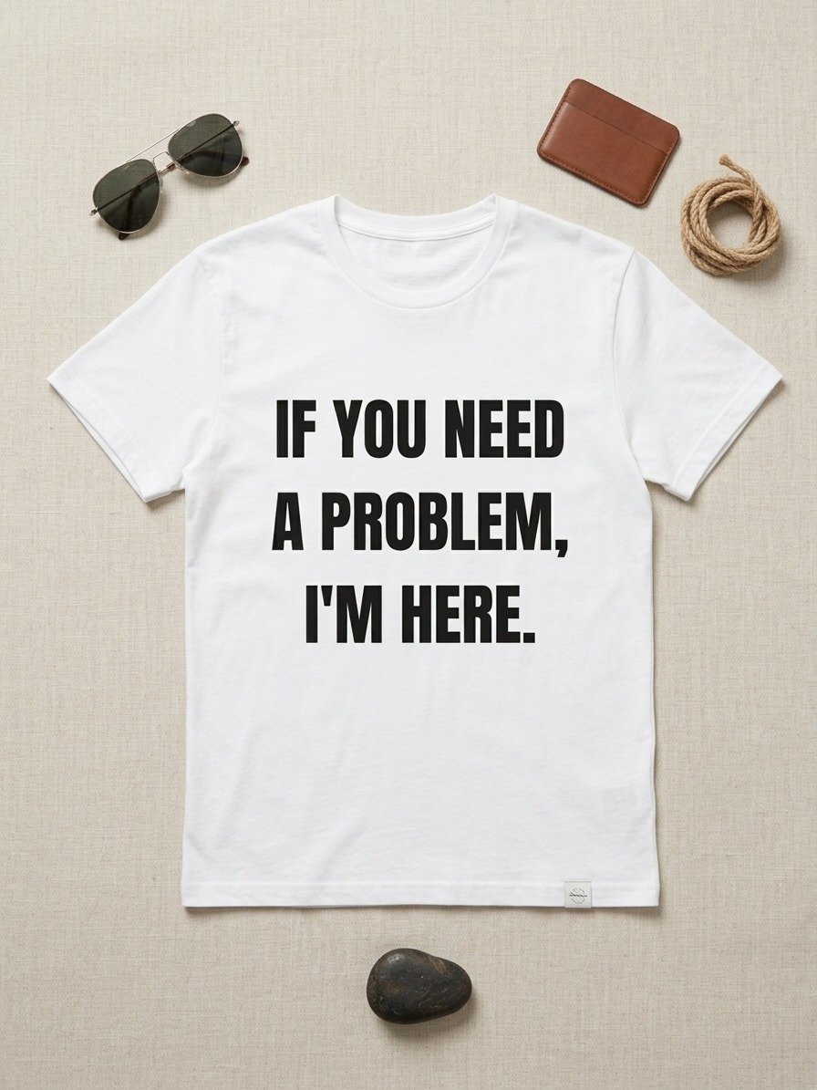 If You Need a Problem, I’m Here — Funny Unisex Graphic White T-Shirt product image (1)