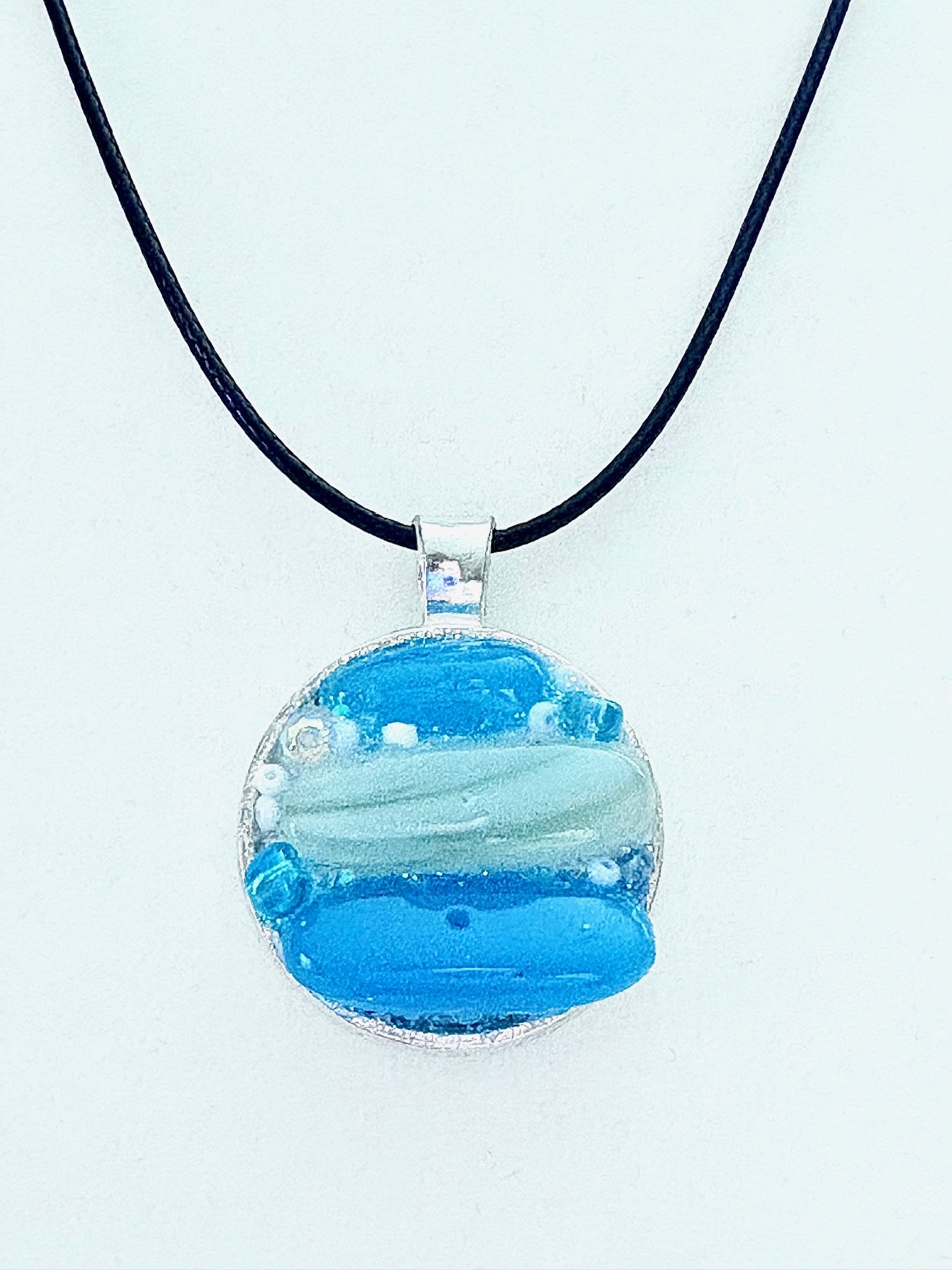 MFD-00215 | Coastal Calm Horizon Pendant Necklace | Handmade Glass Art Jewelry | Monique Faella Designs™ product image (1)