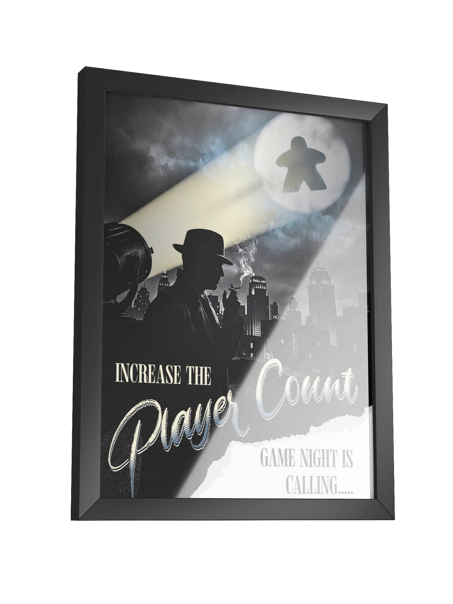 Film Noir Meeple Signal Board Game Room Poster - FRAMED product image (9)