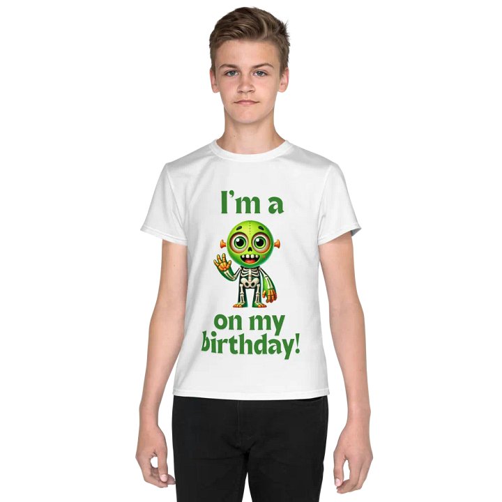 Cheerful Skeleton Birthday Party Youth T-Shirt product image (1)
