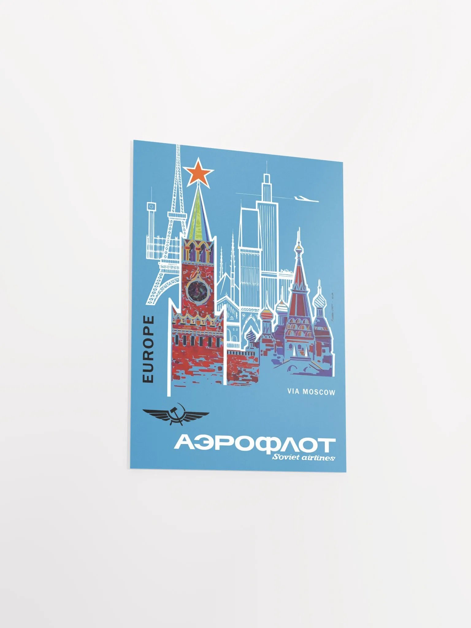 Aeroflot, USSR 1968, Airlines retro travel — vintage travel poster product image (8)