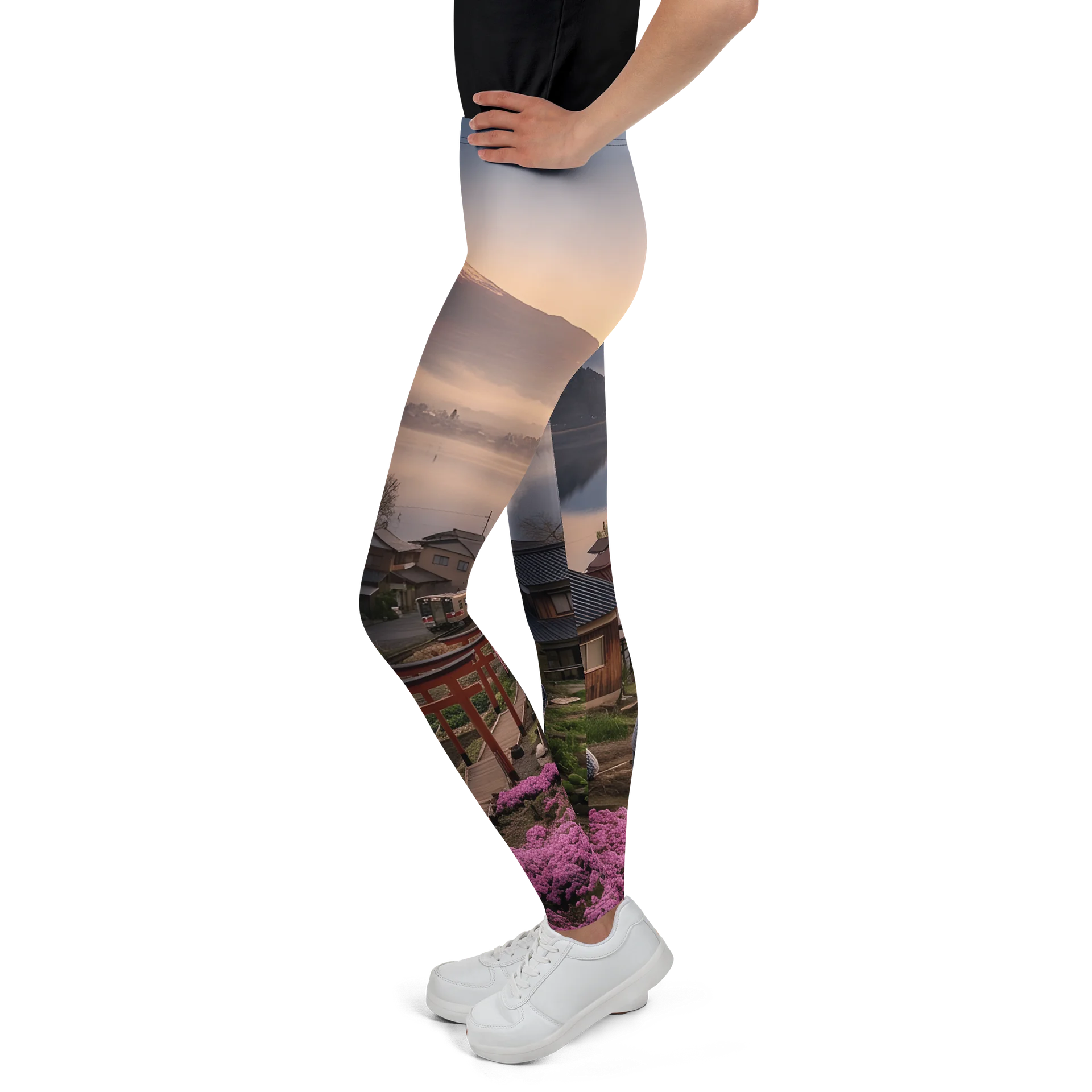 Mount Fuji & Japanese Village Youth Leggings | Graphic Activewea product image (7)
