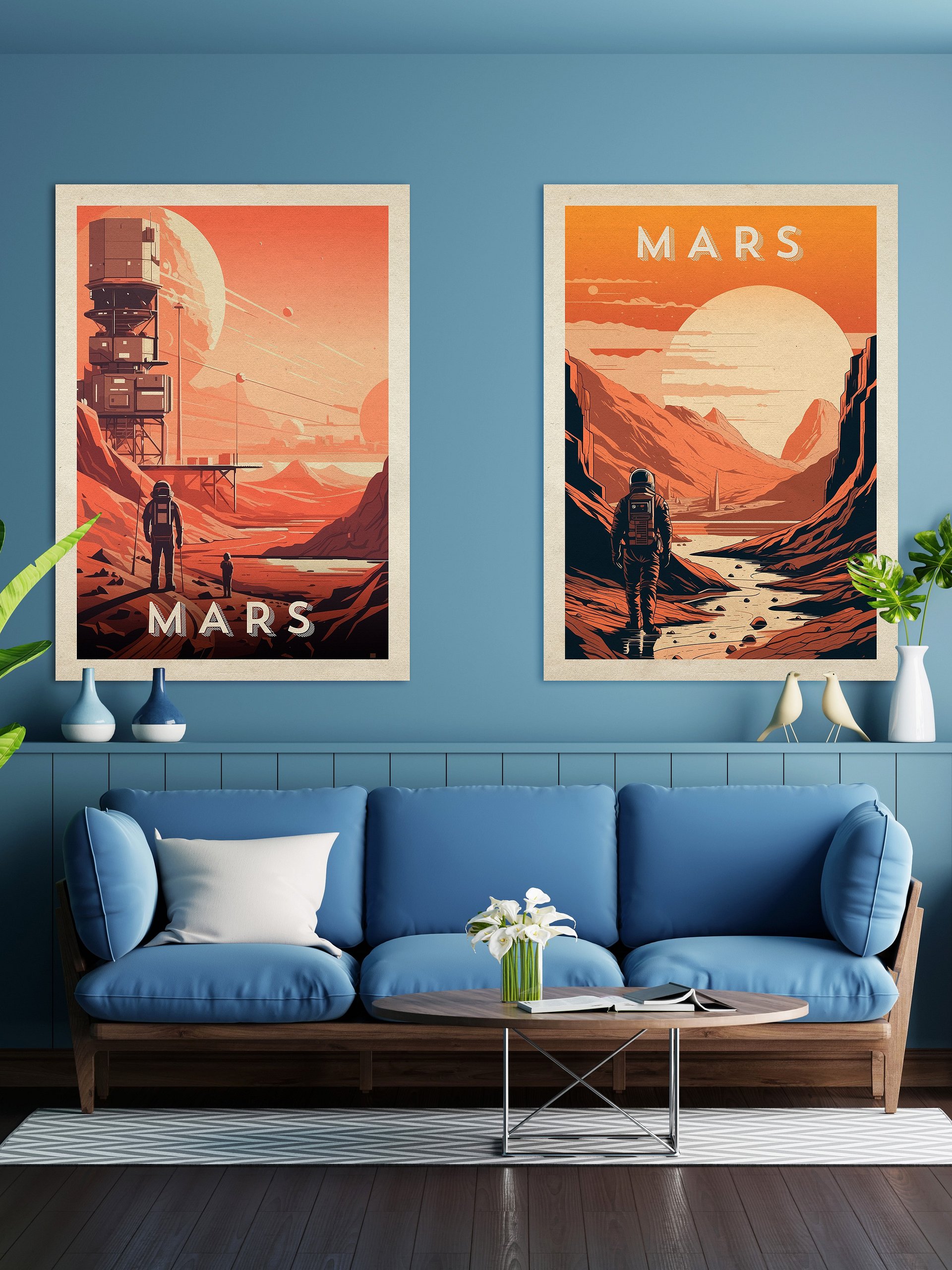 Mars, colony, astronaut — Vintage space poster product image (2)