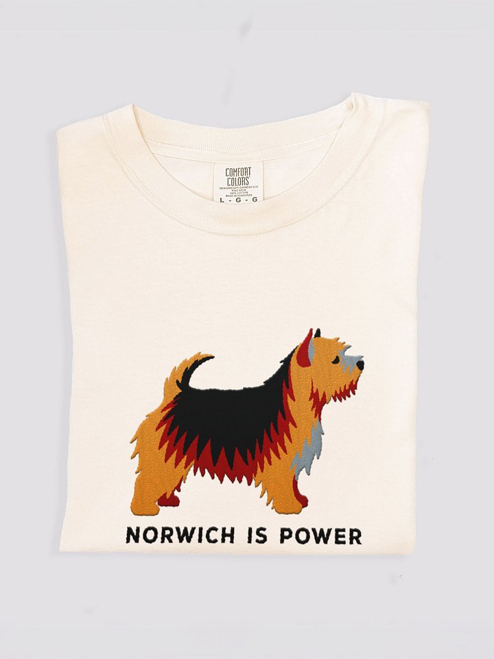 Norwich Is Power T-Shirt(Embroidered) of a Norwich Terrier(Black & Tan) product image (1)