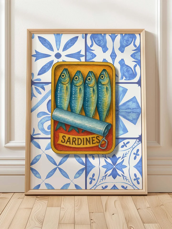 Sardines Tin Vintage Poster Retro Fish Print Eclectic Colorful Kitchen Art product image (2)
