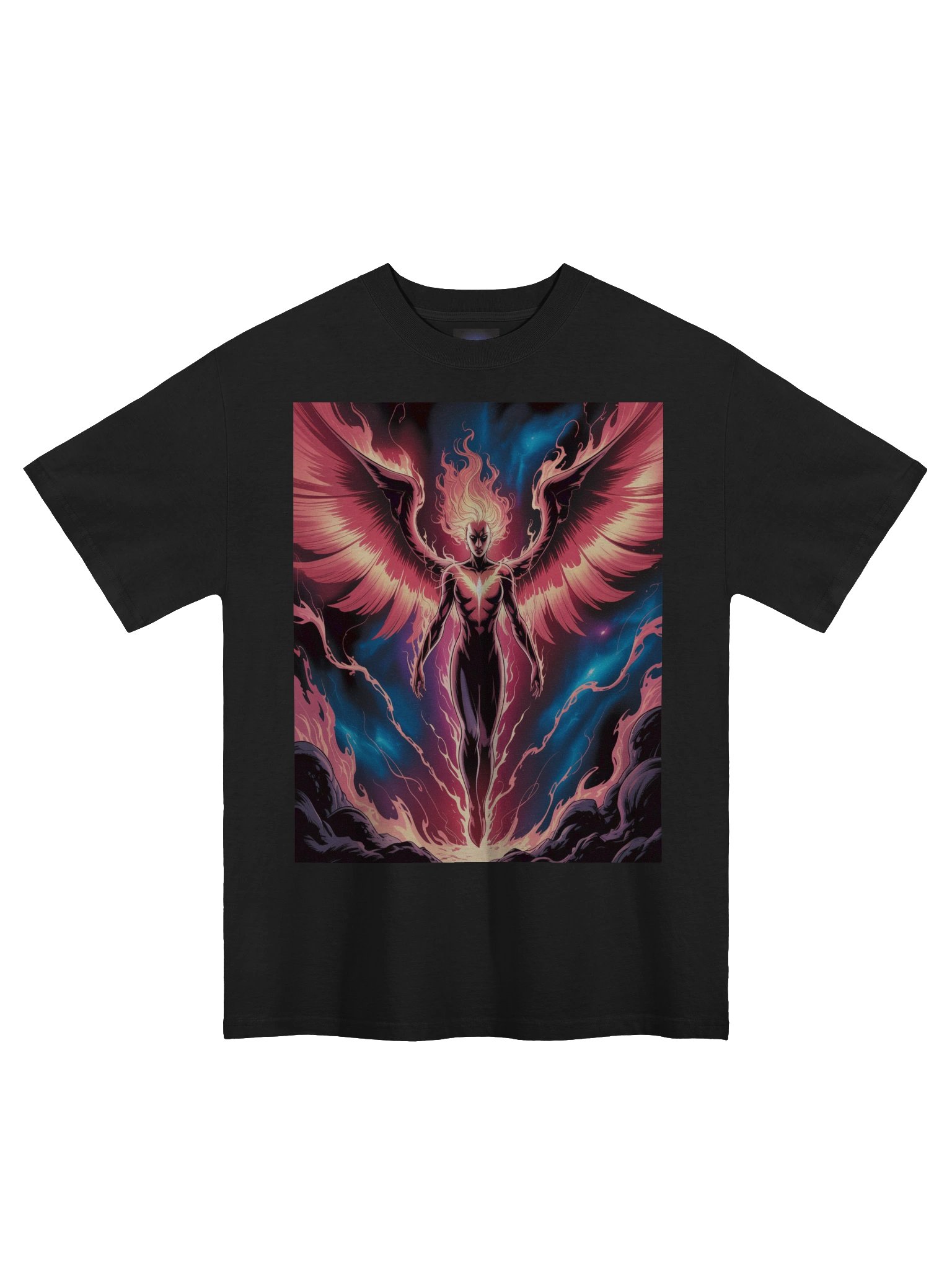 Dark Phoenix Stellar Blaze Oversized Faded T-Shirt – Inferno Wing Ascent product image (3)
