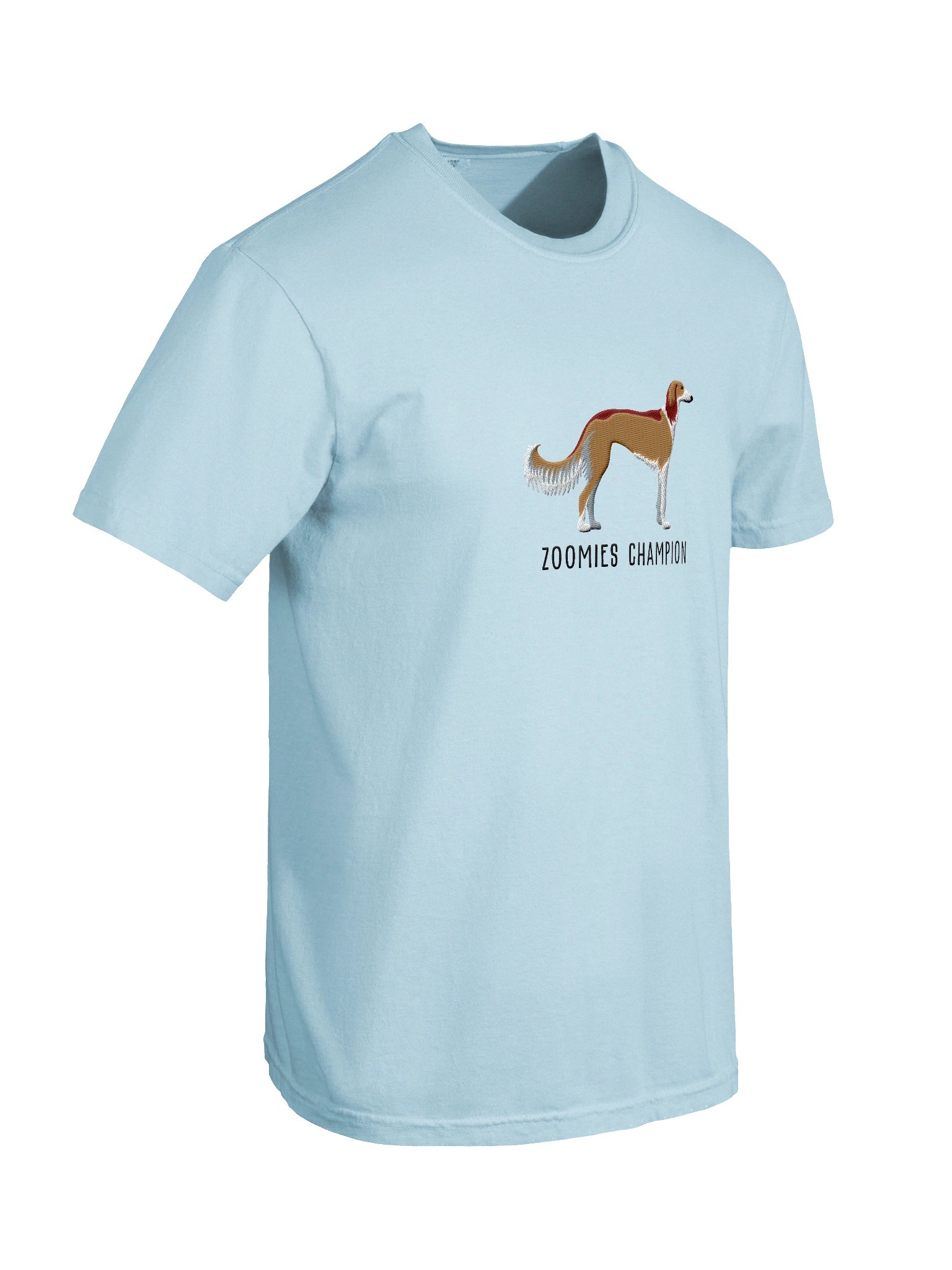 Zoomies Champion T-Shirt(Embroidered) of a Saluki(Tan) product image (11)