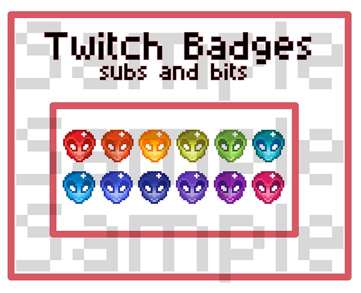 Alien Pixel Twitch Sub Badges | Alien Bit Badges | Premade badges for Twitch streams product image (2)