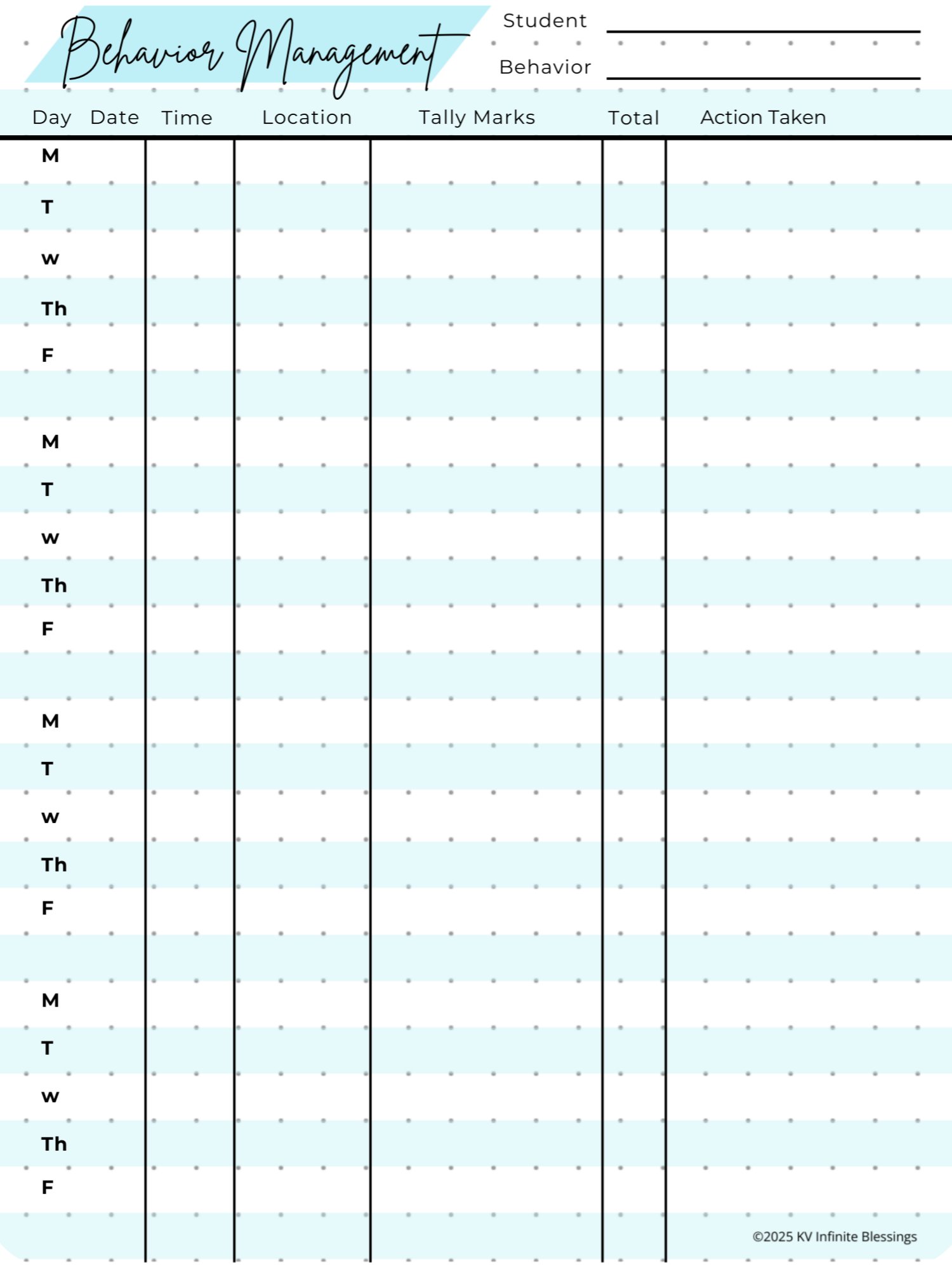 Student Observation & Class Behavior Log | Digital & Printable Bullet ...