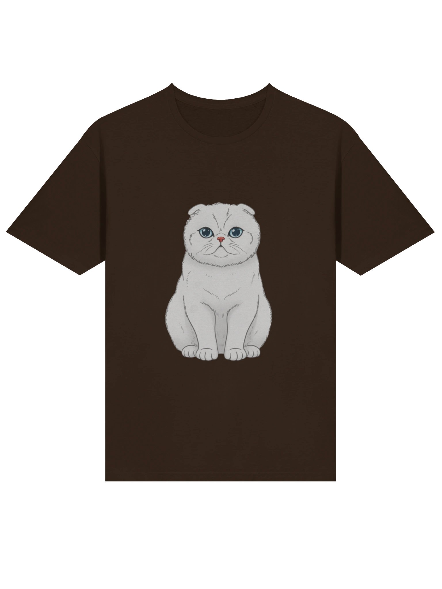 Adorable Scottish Fold Cat T-Shirt – Cute White Cat with Blue Eyes | Perfect Gift for Cat Lovers & Pet Parents product image (3)